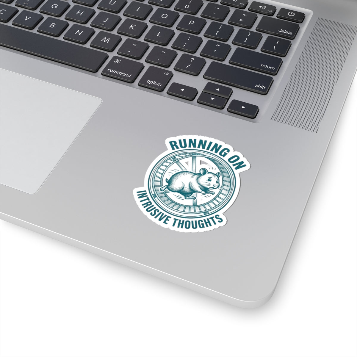 Running On Intrusive Thoughts Sticker | Anxious Animal Humor vinyl kiss-cut