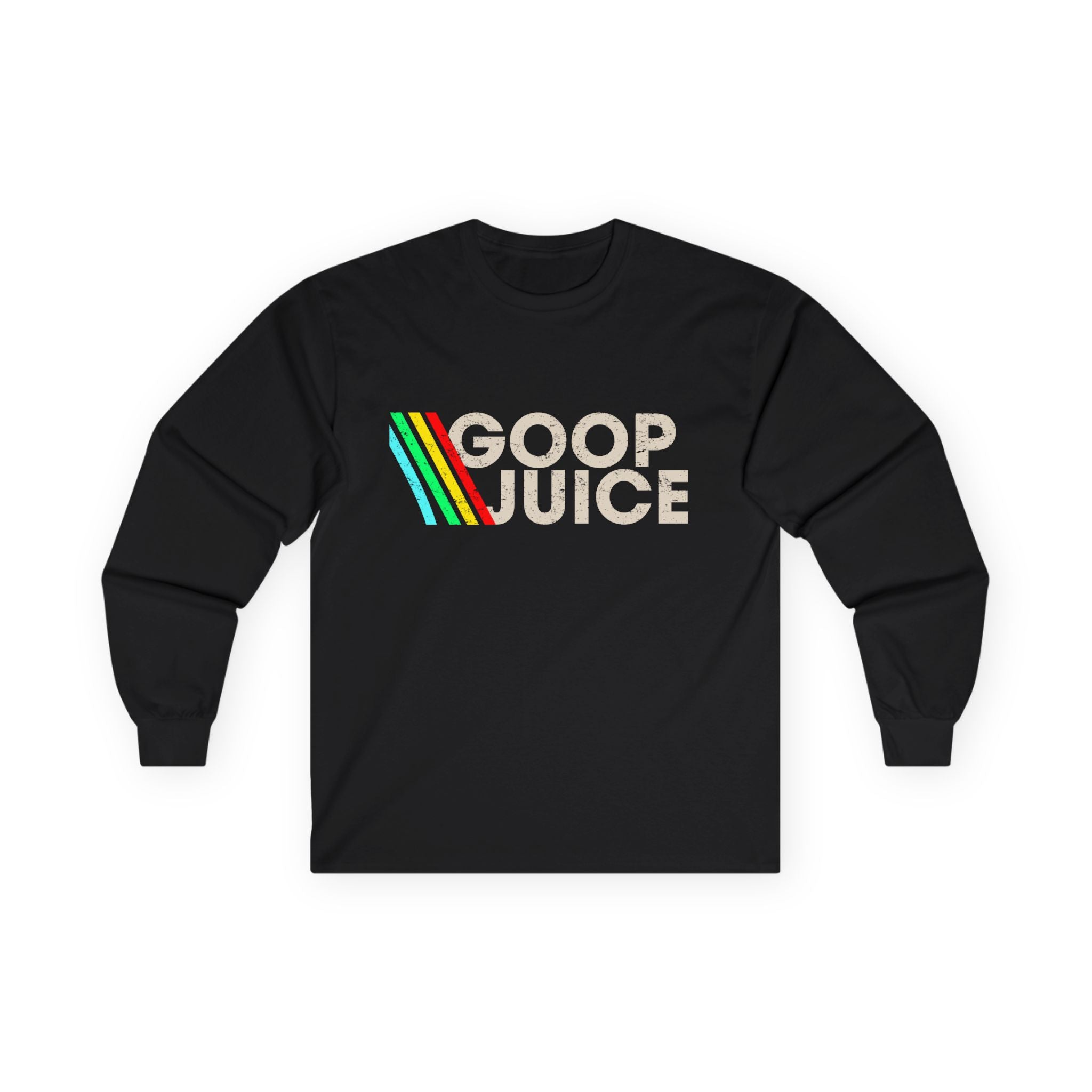 Goop Juice Long Sleeve Tee — Retro Rainbow Graphic Cotton Shirt