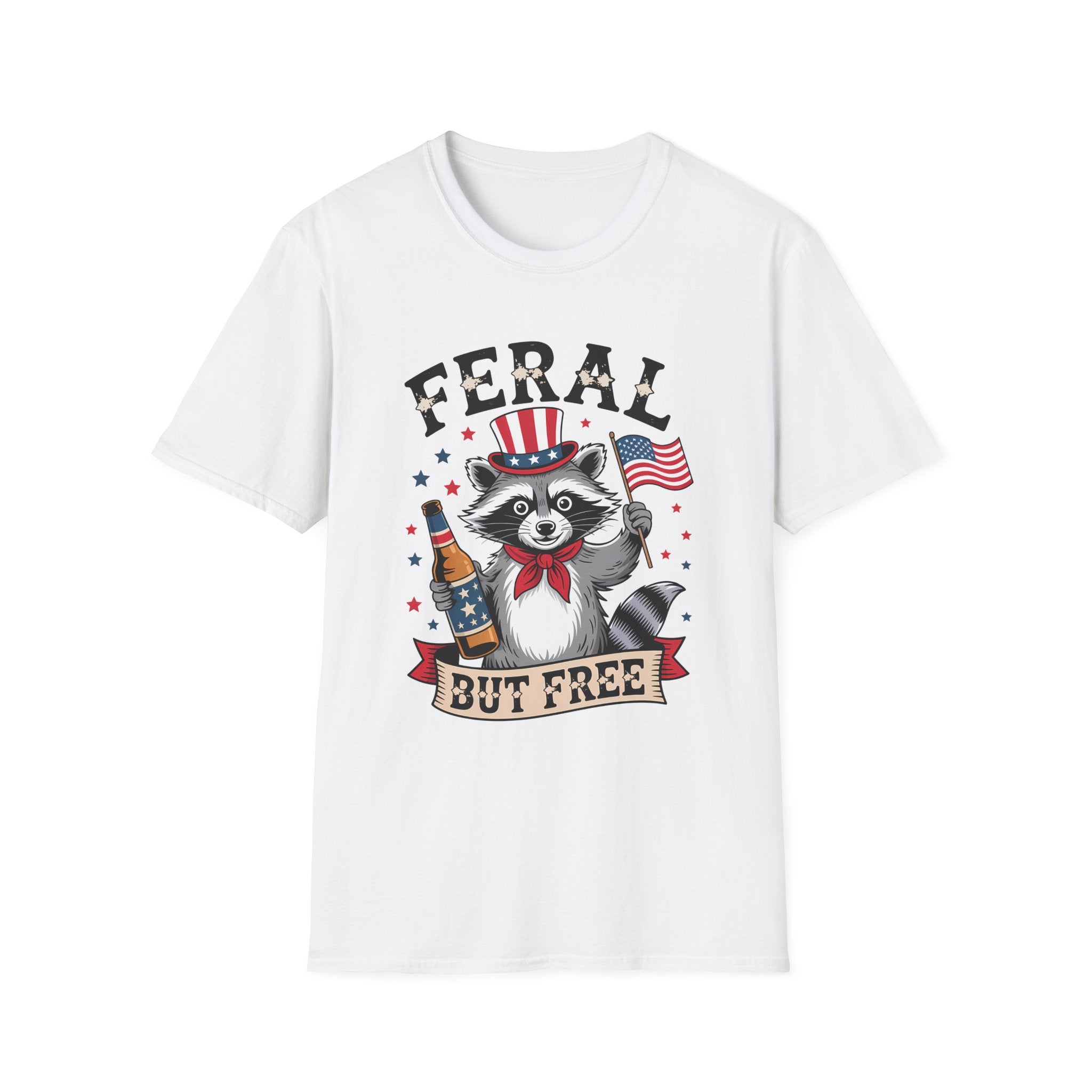 Patriotic 'Feral But Free' Raccoon T-Shirt