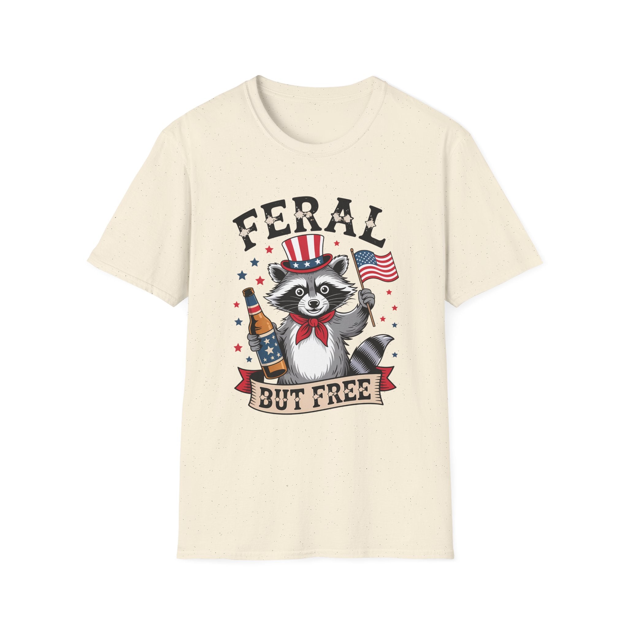 Patriotic 'Feral But Free' Raccoon T-Shirt