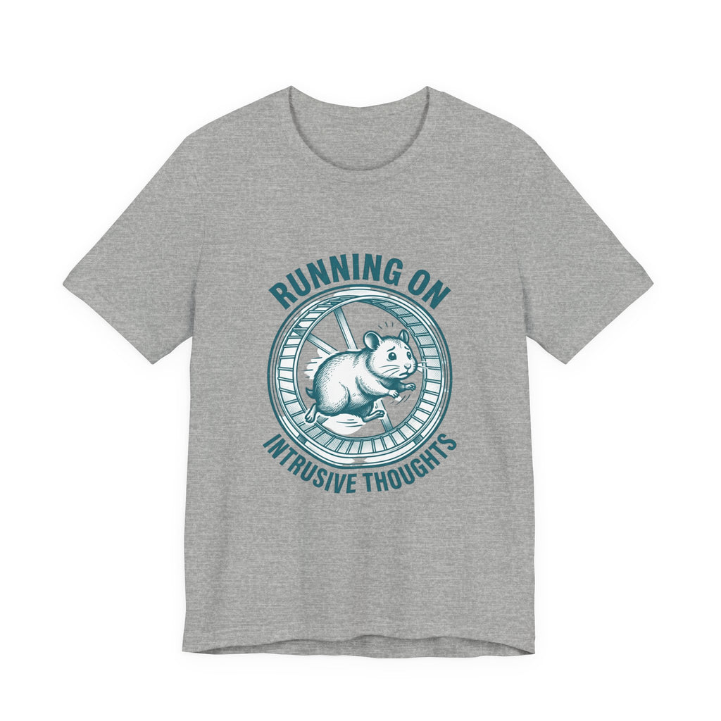 Running on Intrusive Thoughts Tee | Anxious Animal Humor hamster wheel