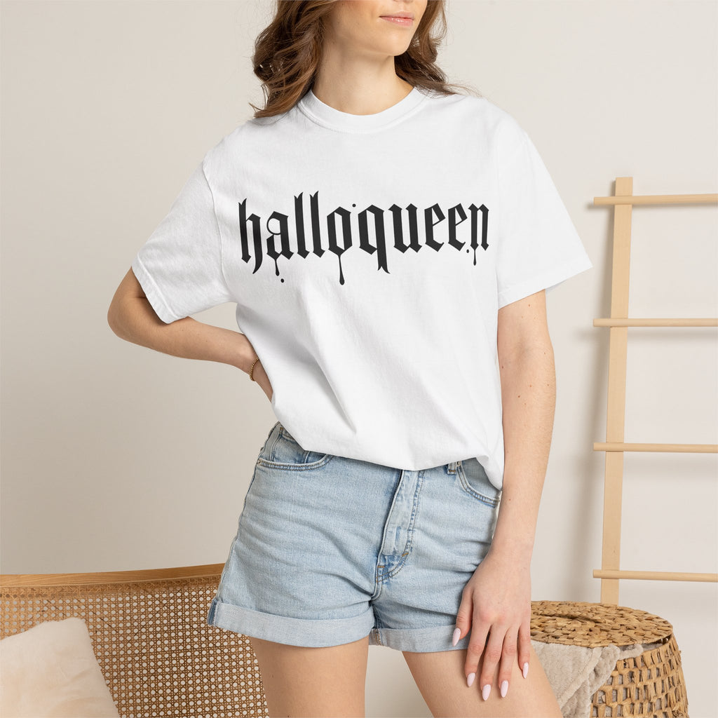 Halloqueen T-Shirt — Gothic Halloween Tee for Women & Allies