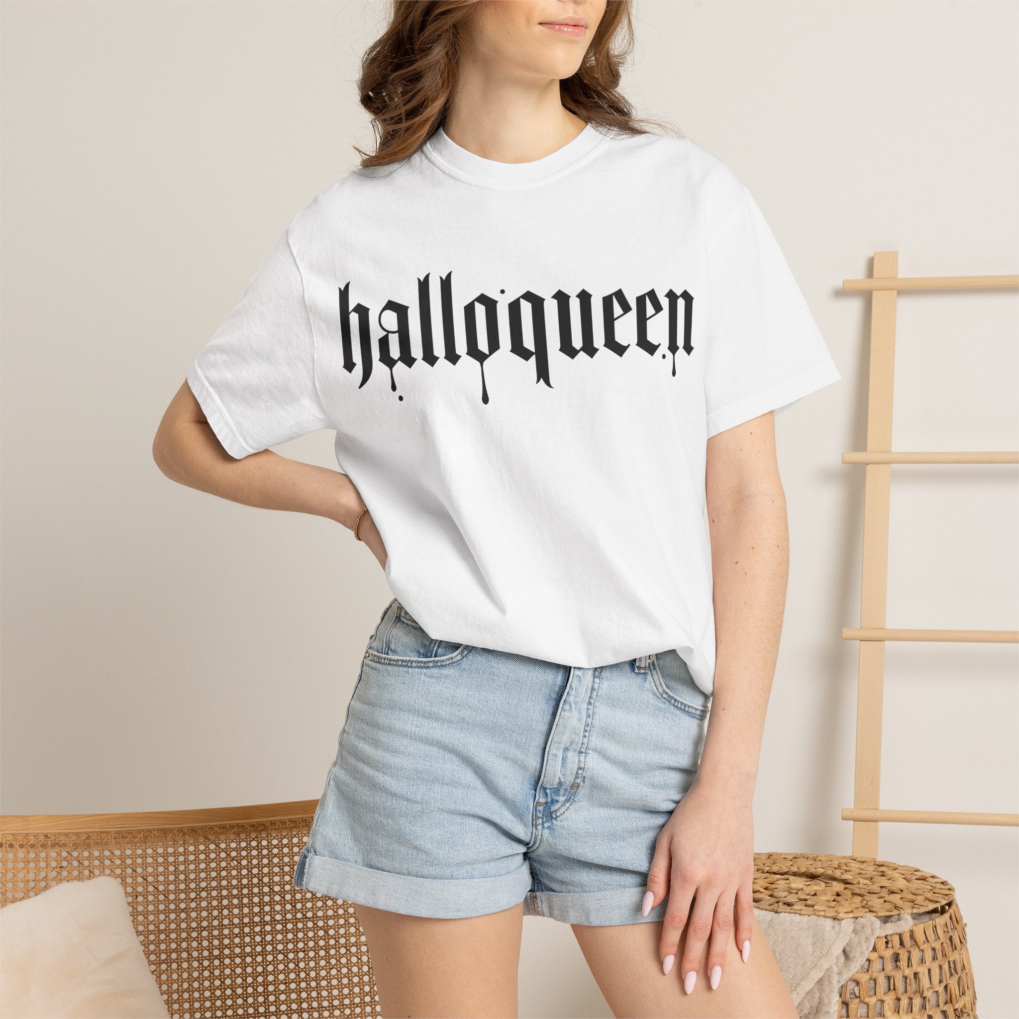 Halloqueen T-Shirt — Gothic Halloween Tee for Women & Allies