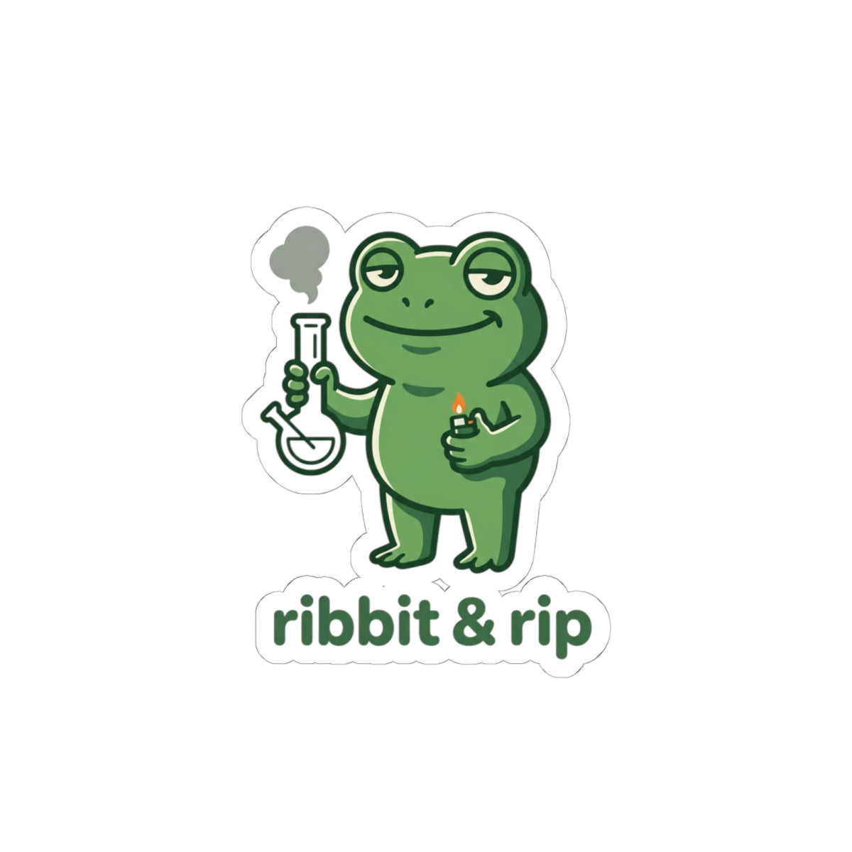 Ribbit & Rip Frog Smoking Sticker | 420 Stoner Humor, Cute Cannabis Decal