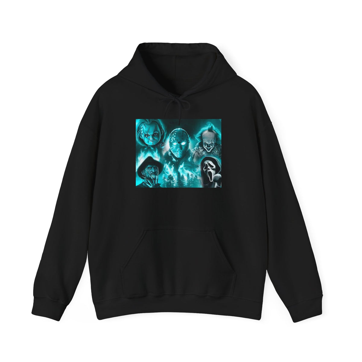 Hoodie — Neon Horror Icons Graphic Pullover