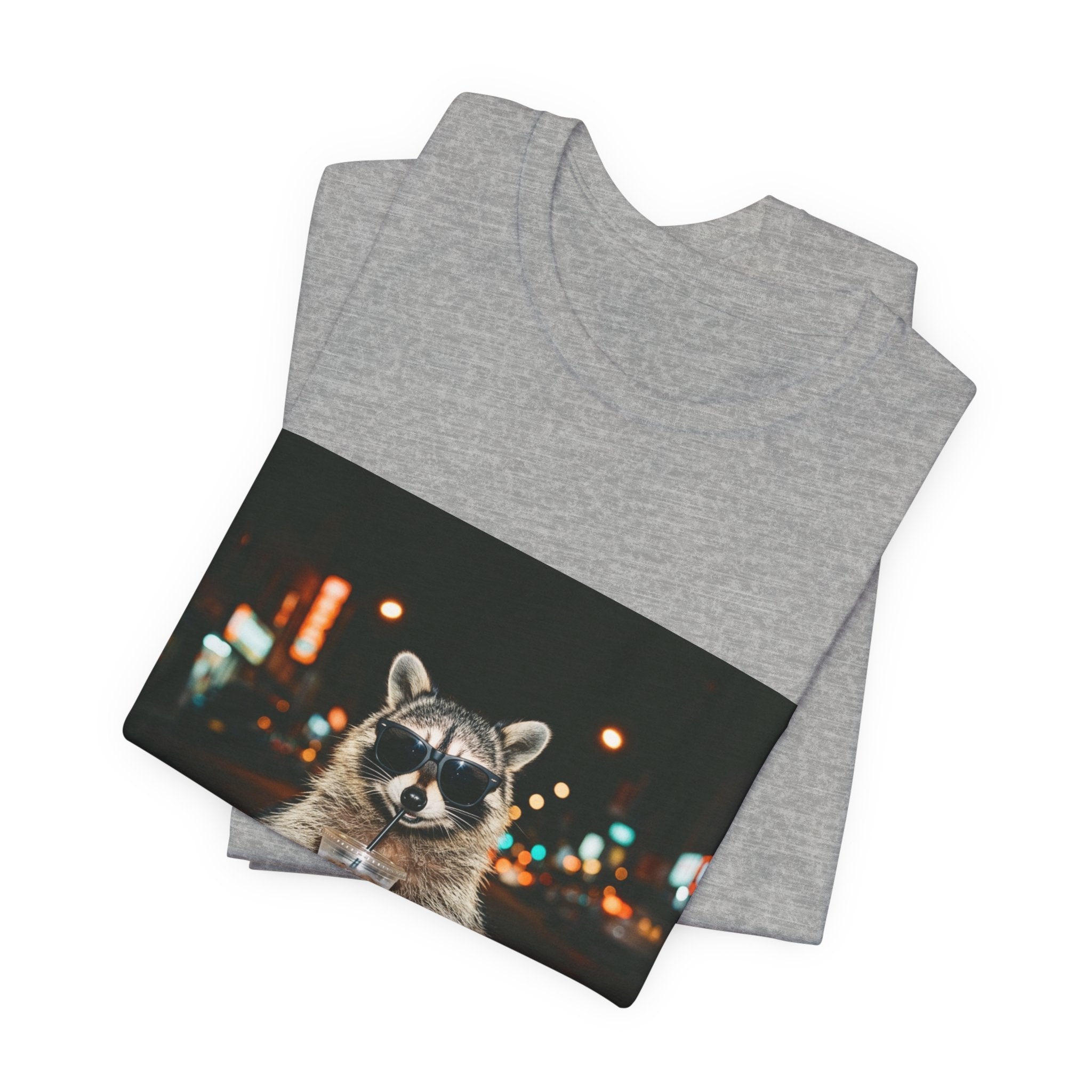 Raccoon with Iced Coffee Tee | Animals & Lattes, Cute Coffee Shirt
