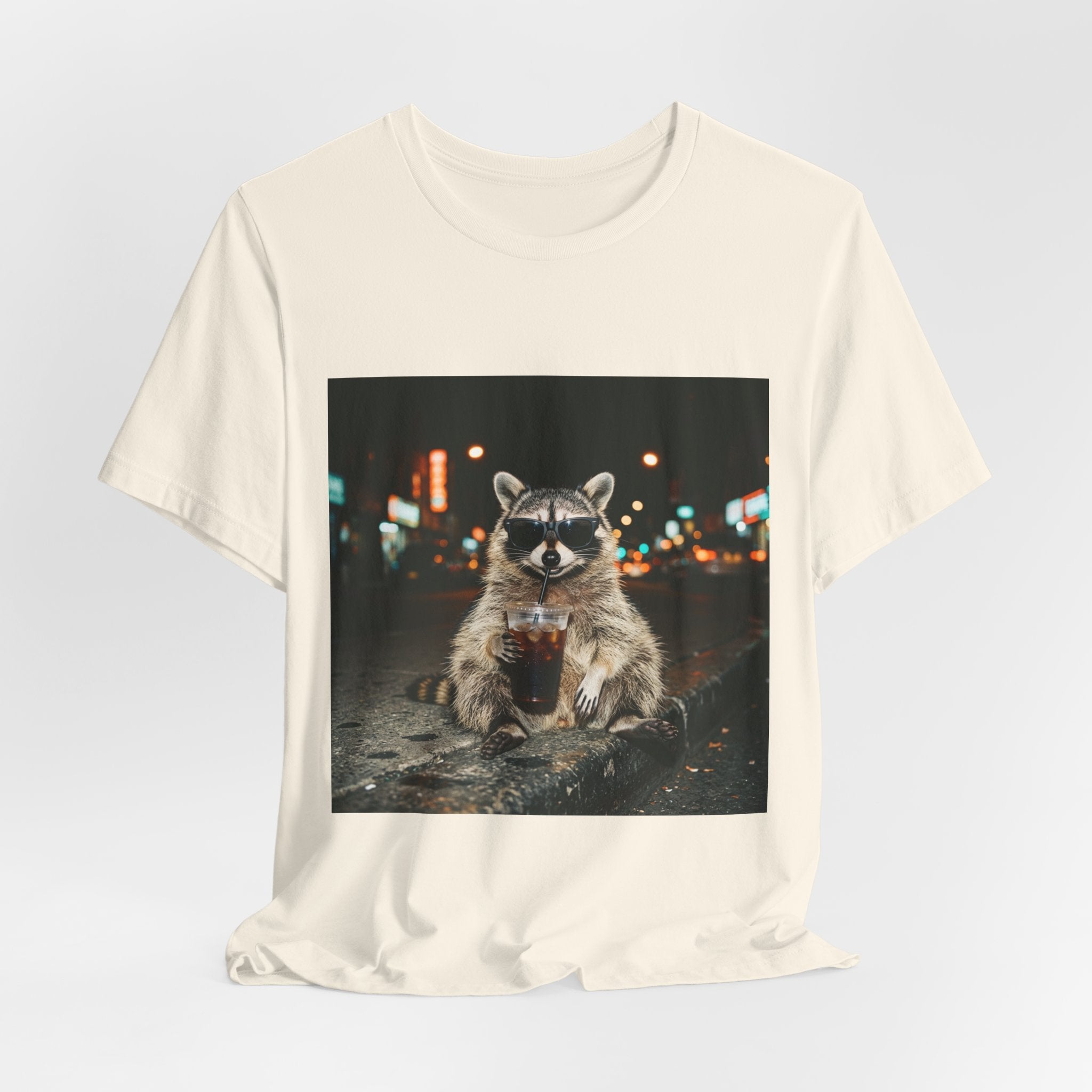 Raccoon with Iced Coffee Tee | Animals & Lattes, Cute Coffee Shirt