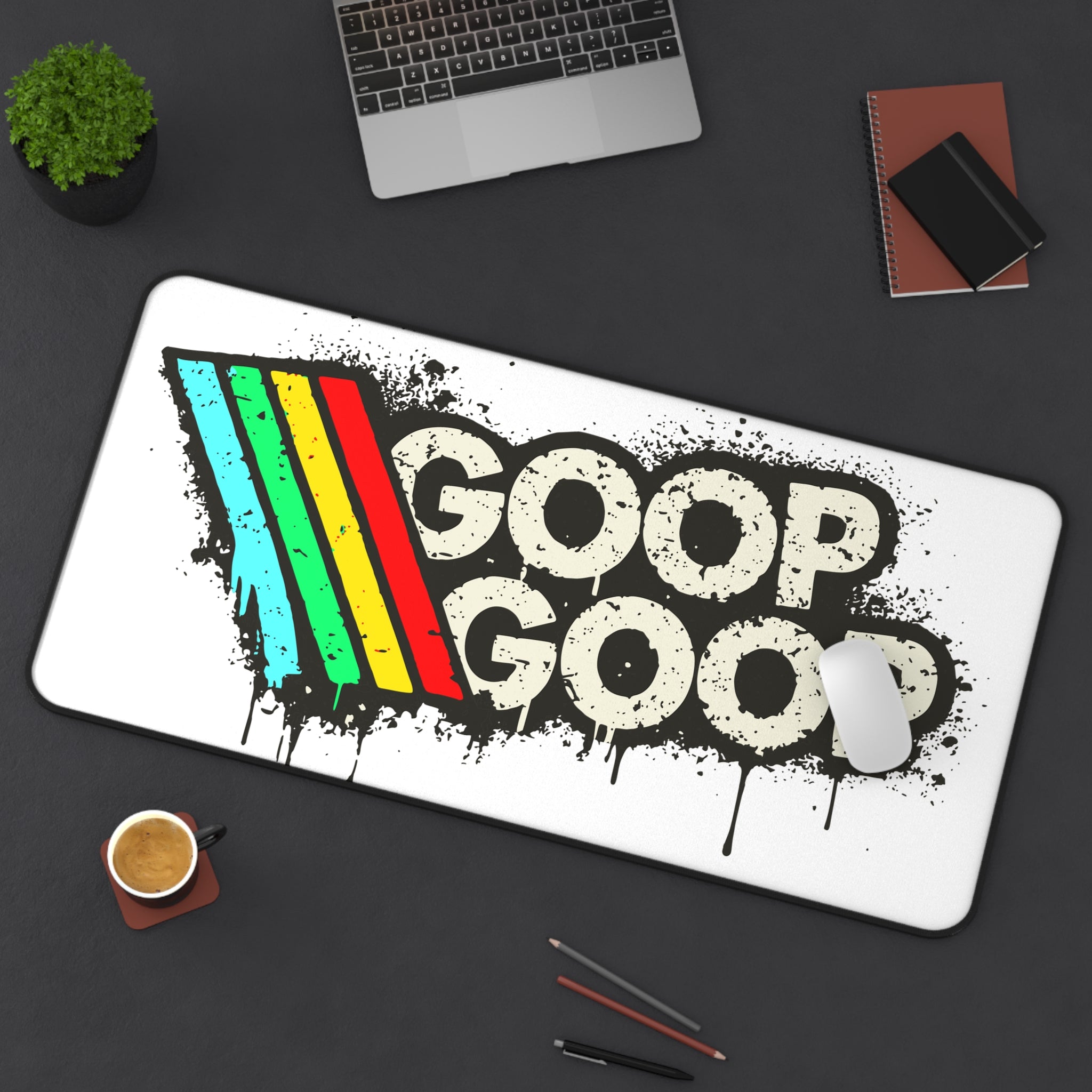 Goop Goop Retro Rainbow Desk Mat — Funky Drip Graphic Mouse Pad