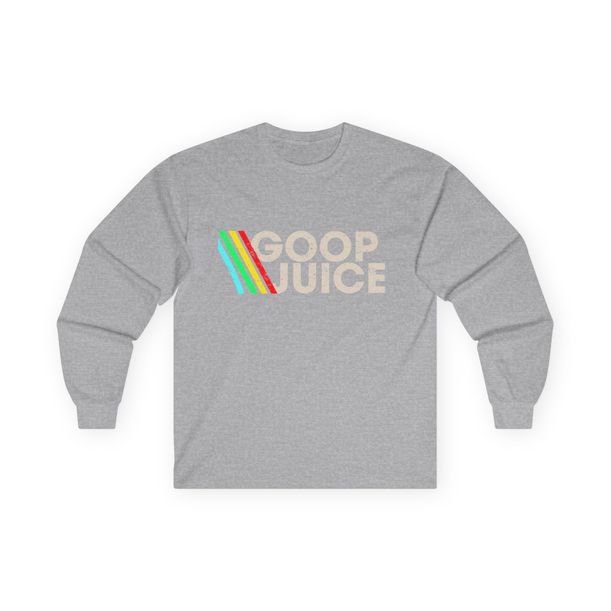 Goop Juice Long Sleeve Tee — Retro Rainbow Graphic Cotton Shirt