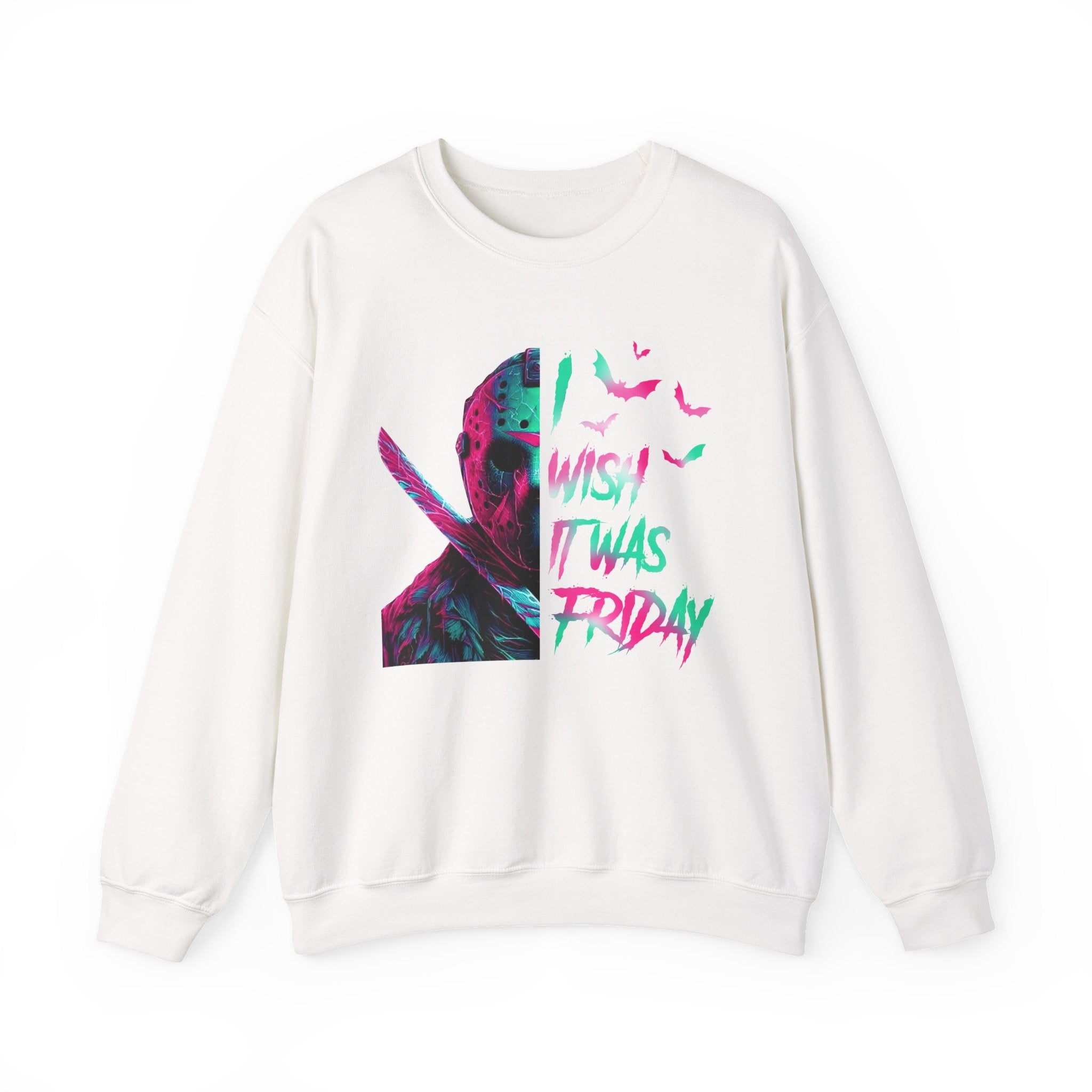 Crewneck Sweatshirt "Wish I Was Friday" Retro Vaporwave Horror Graphic