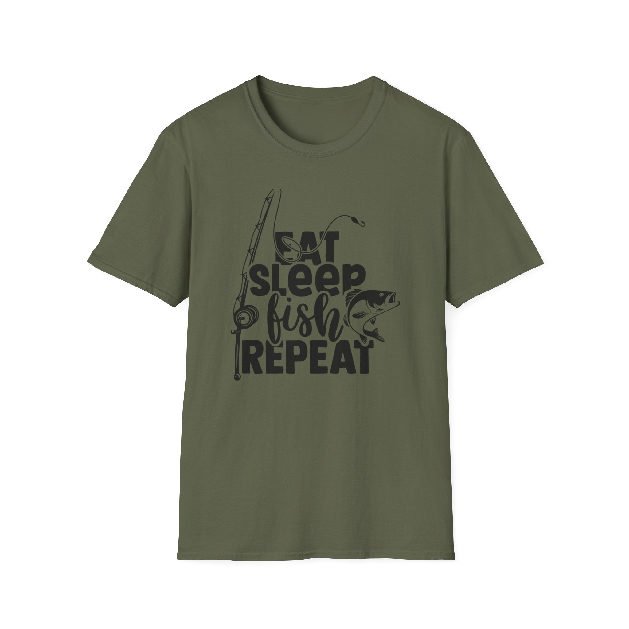 Eat Sleep Fish Repeat T-Shirt — Funny Fishing Graphic Tee for Anglers