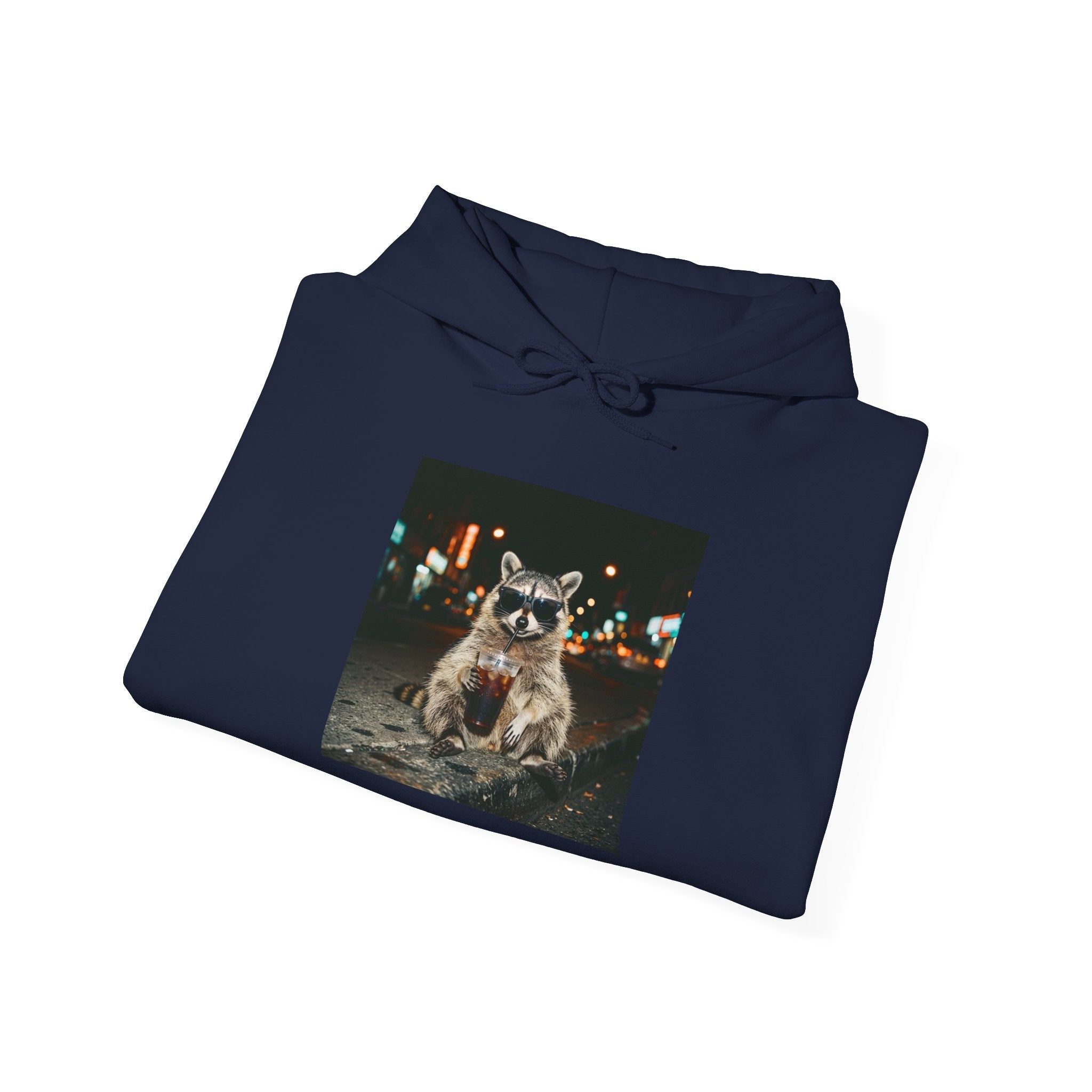 Raccoon with Coffee Hoodie | Animals & Lattes, Cozy Beverage Pet Design