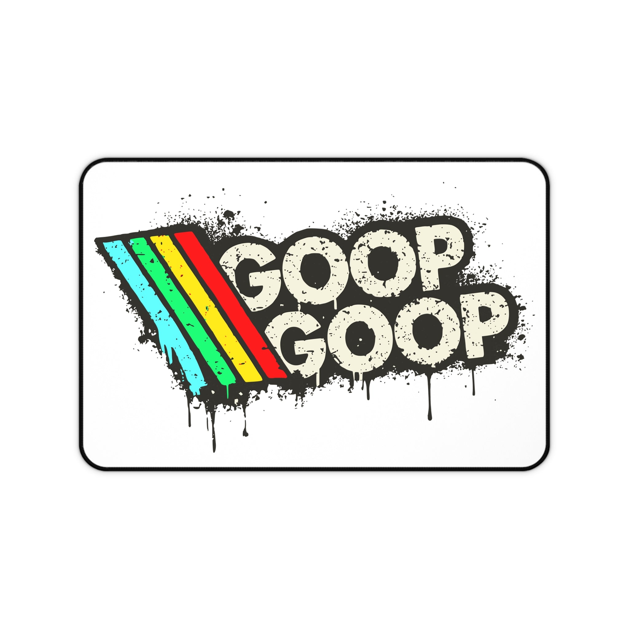 Goop Goop Retro Rainbow Desk Mat — Funky Drip Graphic Mouse Pad