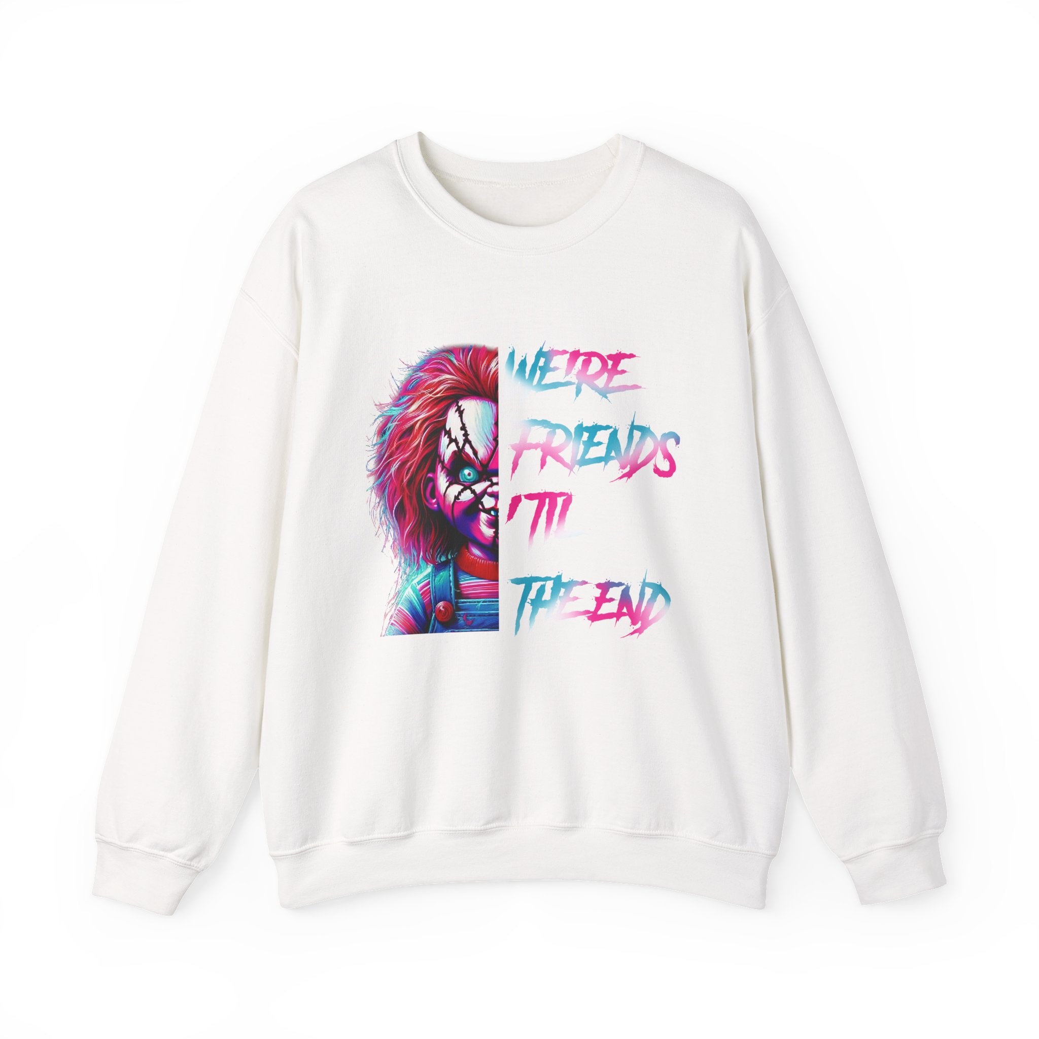 Creepy Clown Crewneck Sweatshirt — 'We’re Friends Till The End' Retro Horror Pullover
