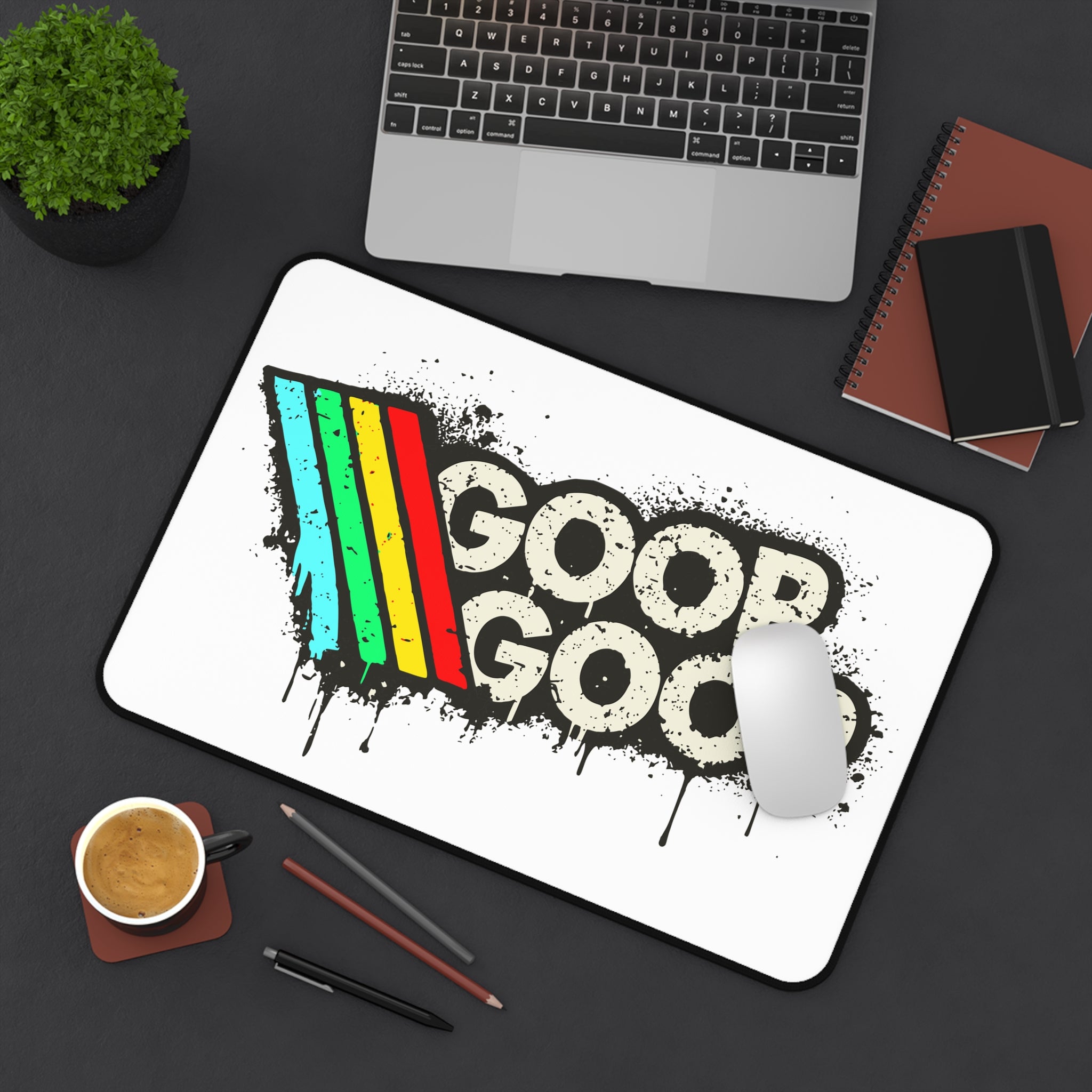 Goop Goop Retro Rainbow Desk Mat — Funky Drip Graphic Mouse Pad