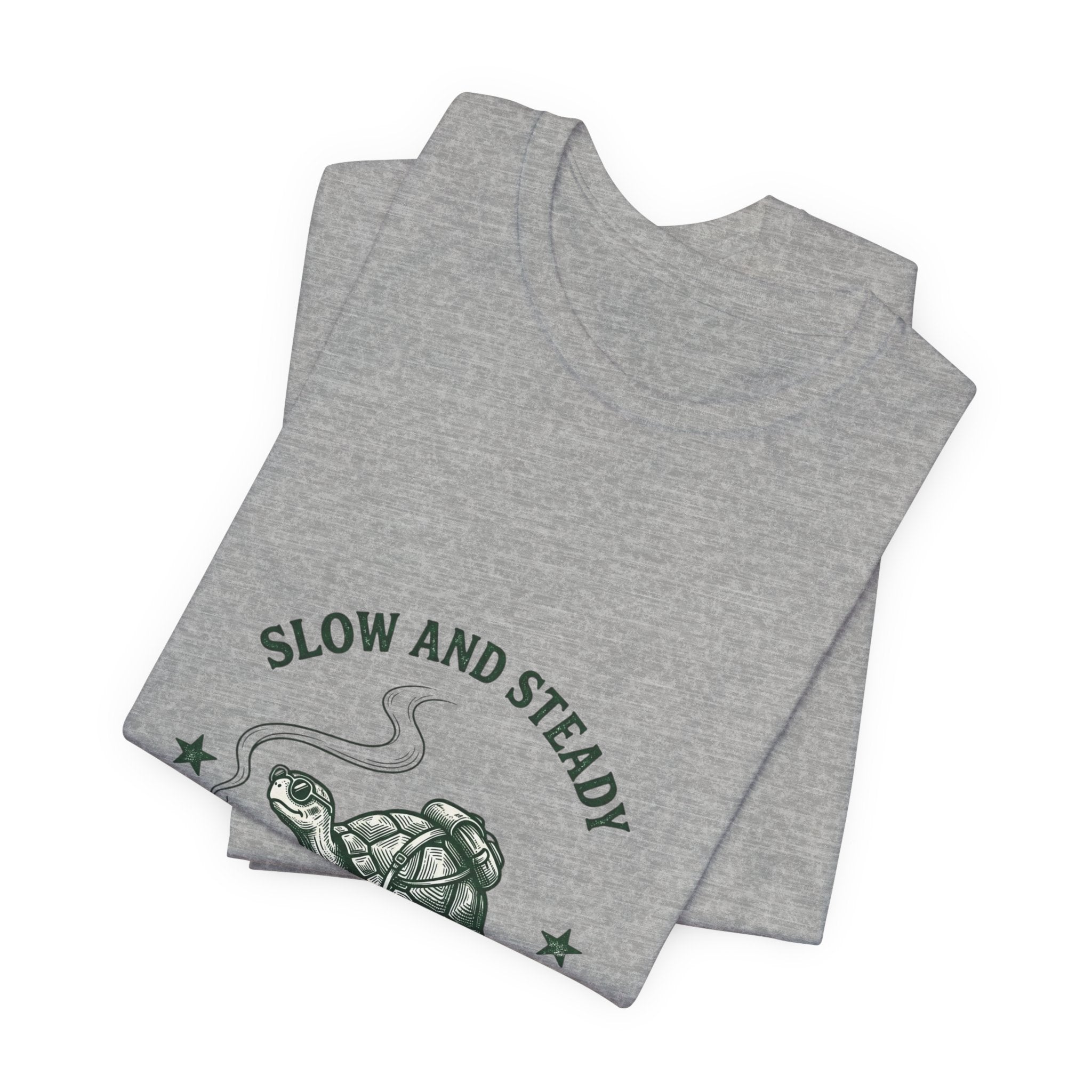 Slow and Steady Smokes Turtle Tee | 420 Stoner Humor, Retro Cannabis Graphic
