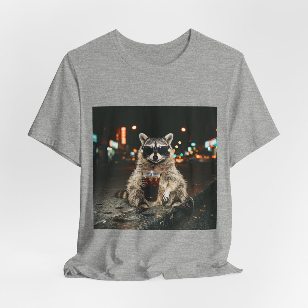 Raccoon with Iced Coffee Tee | Animals & Lattes, Cute Coffee Shirt