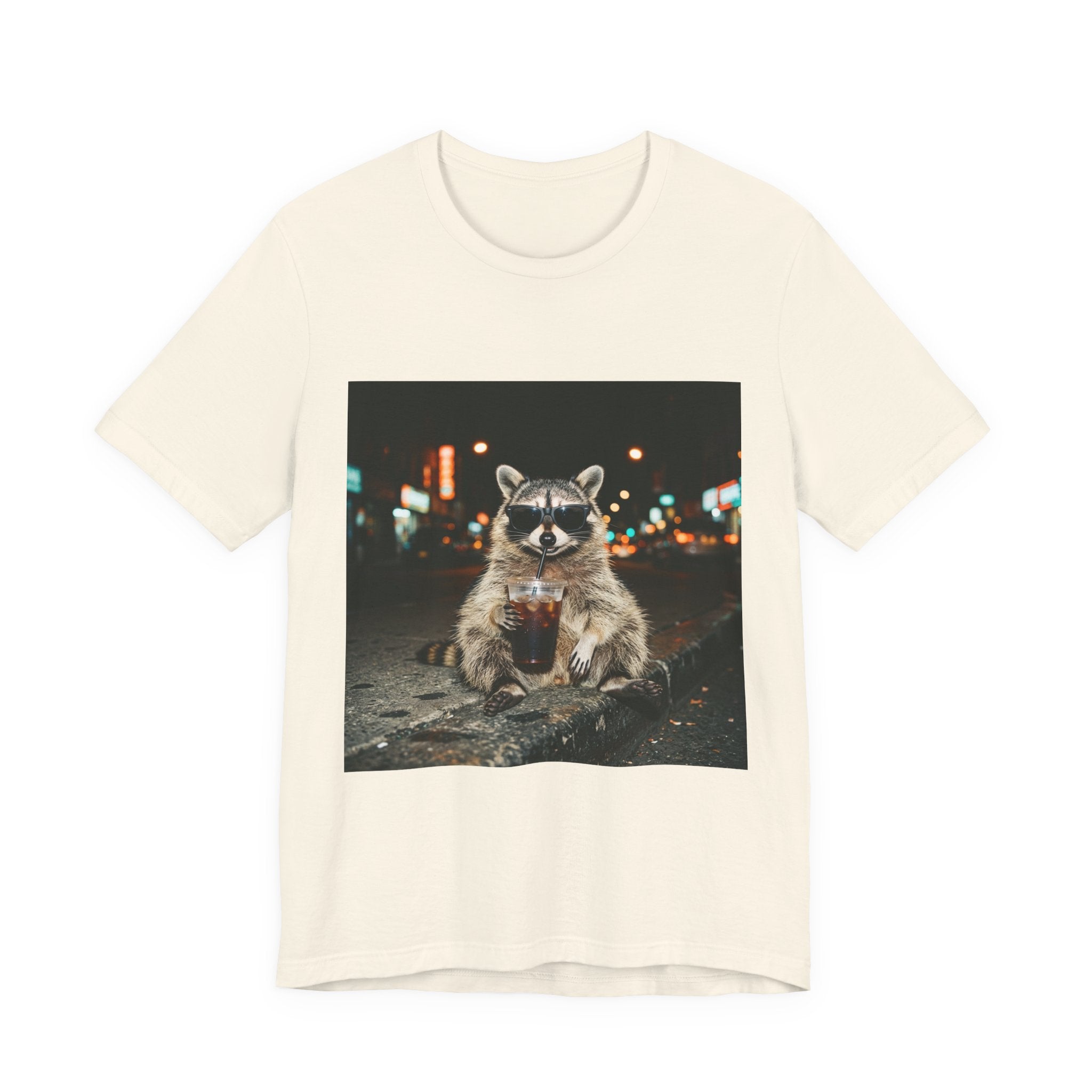 Raccoon with Iced Coffee Tee | Animals & Lattes, Cute Coffee Shirt