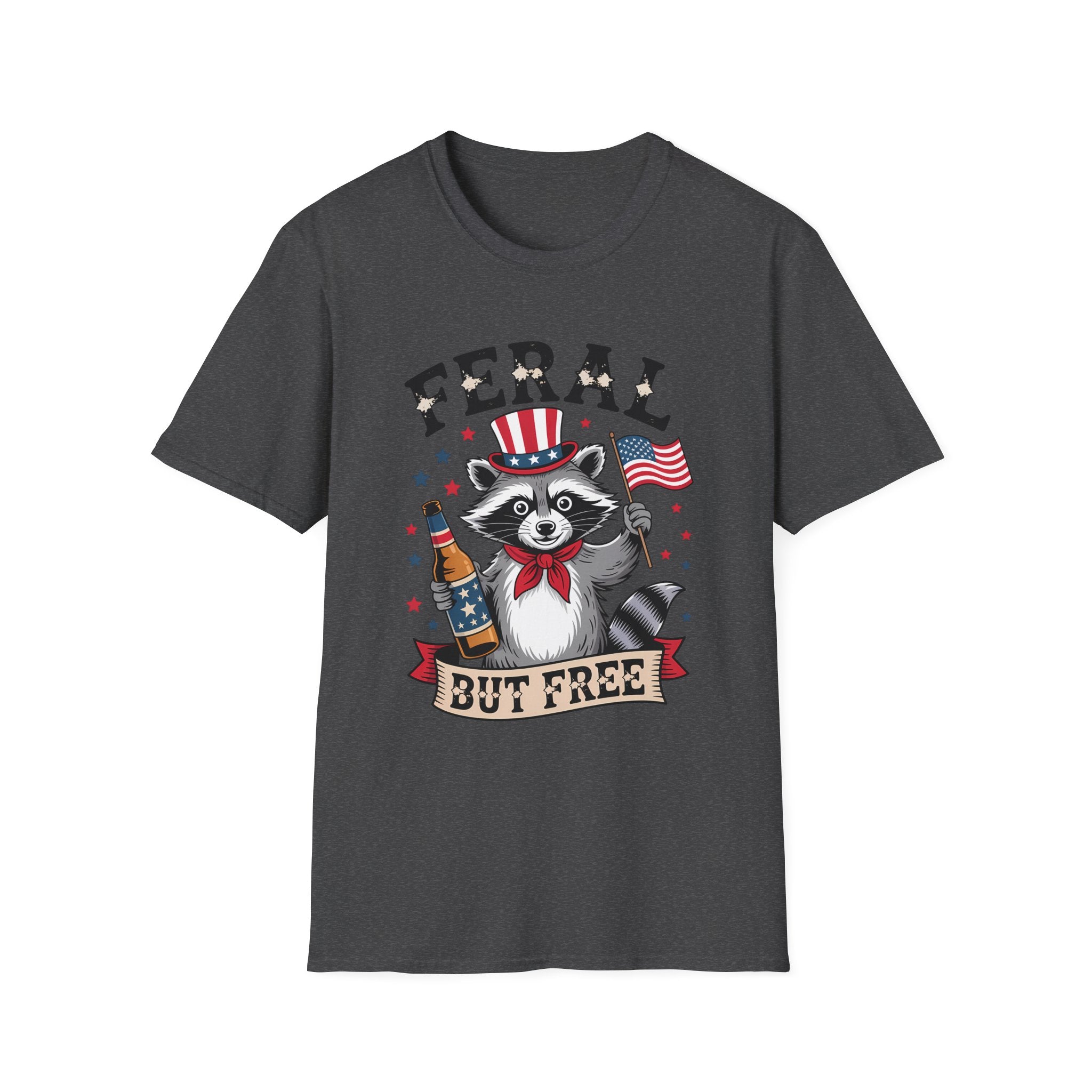 Patriotic 'Feral But Free' Raccoon T-Shirt