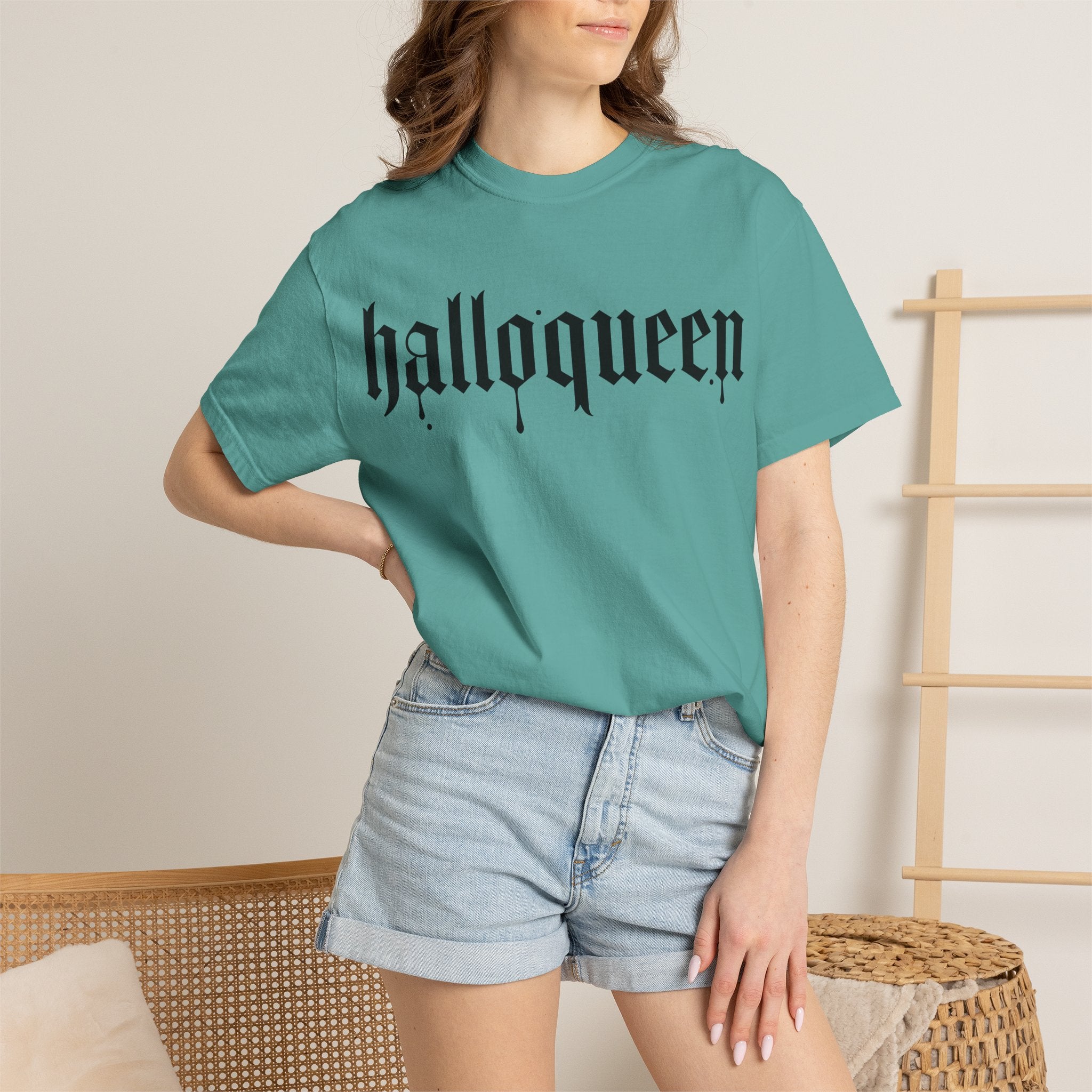 Halloqueen T-Shirt — Gothic Halloween Tee for Women & Allies