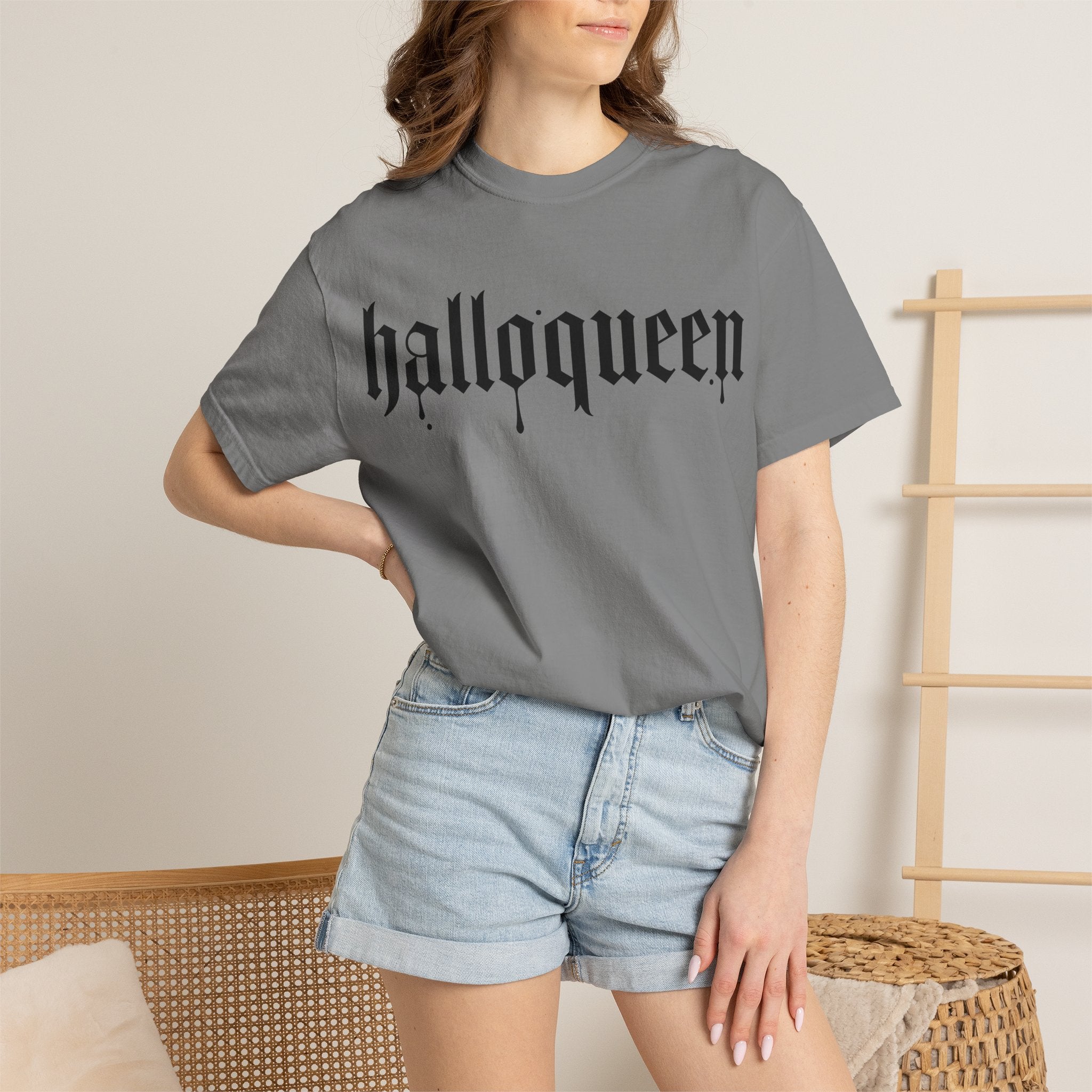 Halloqueen T-Shirt — Gothic Halloween Tee for Women & Allies
