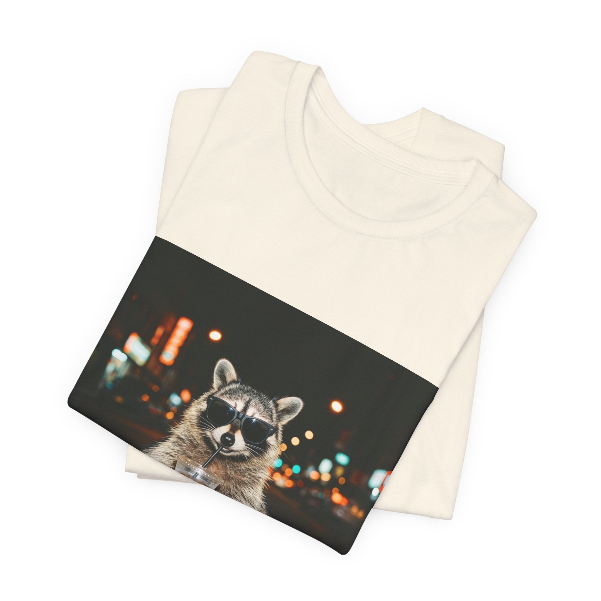 Raccoon with Iced Coffee Tee | Animals & Lattes, Cute Coffee Shirt