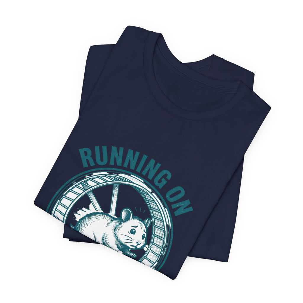 Running on Intrusive Thoughts Tee | Anxious Animal Humor hamster wheel