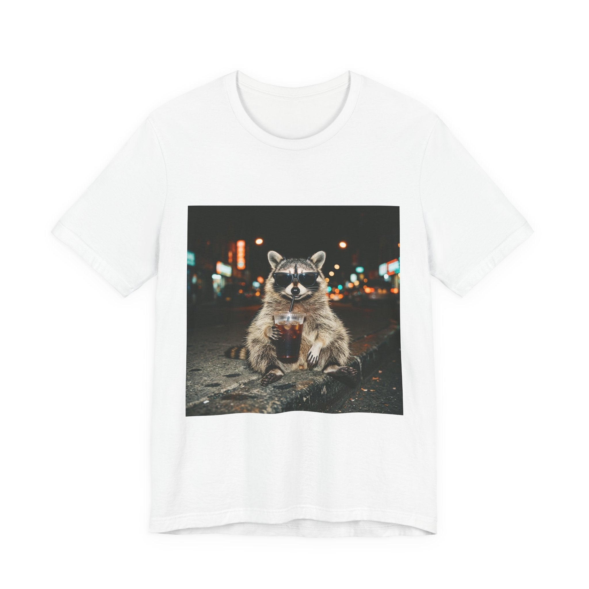 Raccoon with Iced Coffee Tee | Animals & Lattes, Cute Coffee Shirt