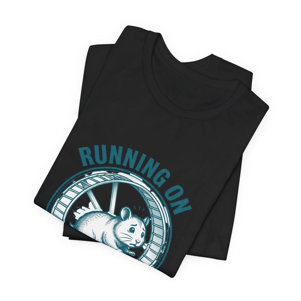 Running on Intrusive Thoughts Tee | Anxious Animal Humor hamster wheel