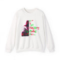 Crewneck Sweatshirt — Neon Freddy Krueger "He’s Coming For You" Horror Graphic