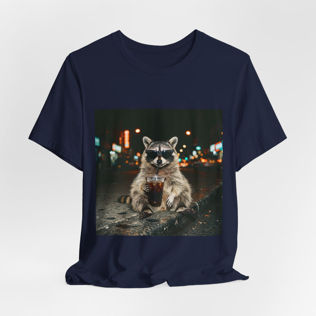 Raccoon with Iced Coffee Tee | Animals & Lattes, Cute Coffee Shirt