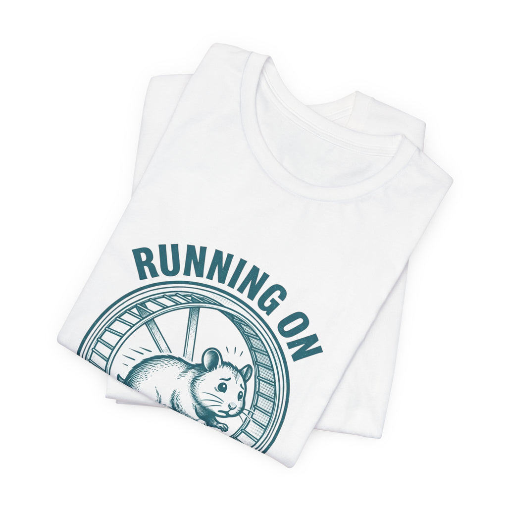 Running on Intrusive Thoughts Tee | Anxious Animal Humor hamster wheel