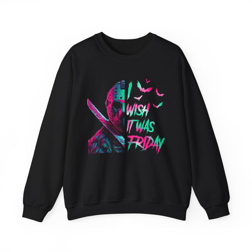 Crewneck Sweatshirt "Wish I Was Friday" Retro Vaporwave Horror Graphic