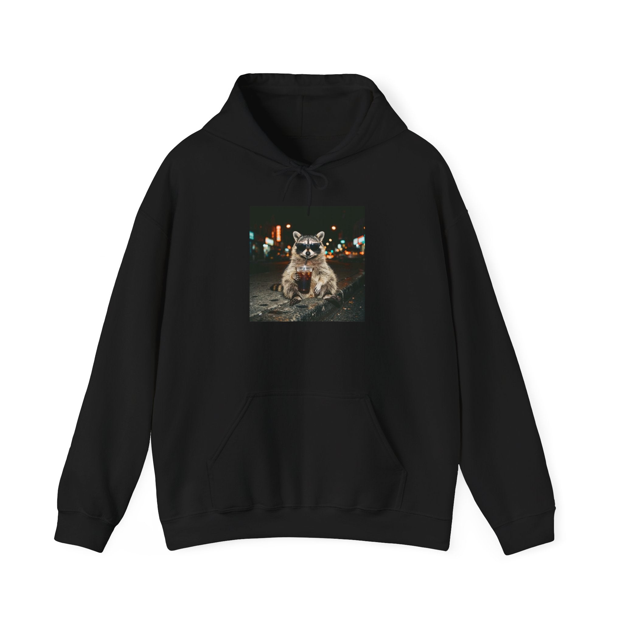 Raccoon with Coffee Hoodie | Animals & Lattes, Cozy Beverage Pet Design