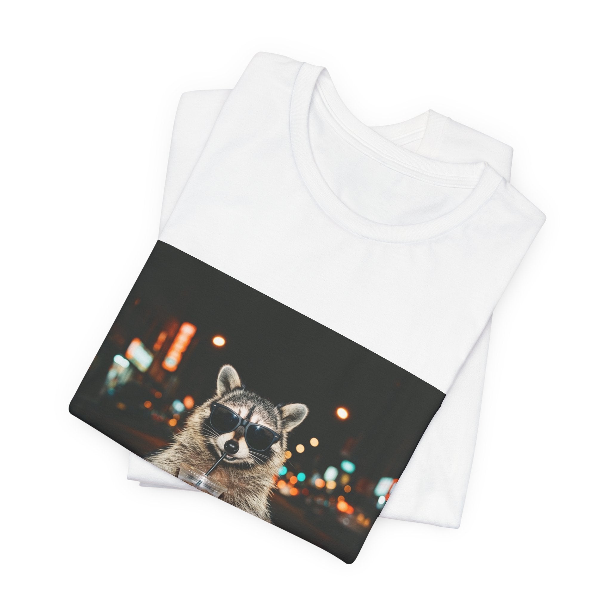 Raccoon with Iced Coffee Tee | Animals & Lattes, Cute Coffee Shirt