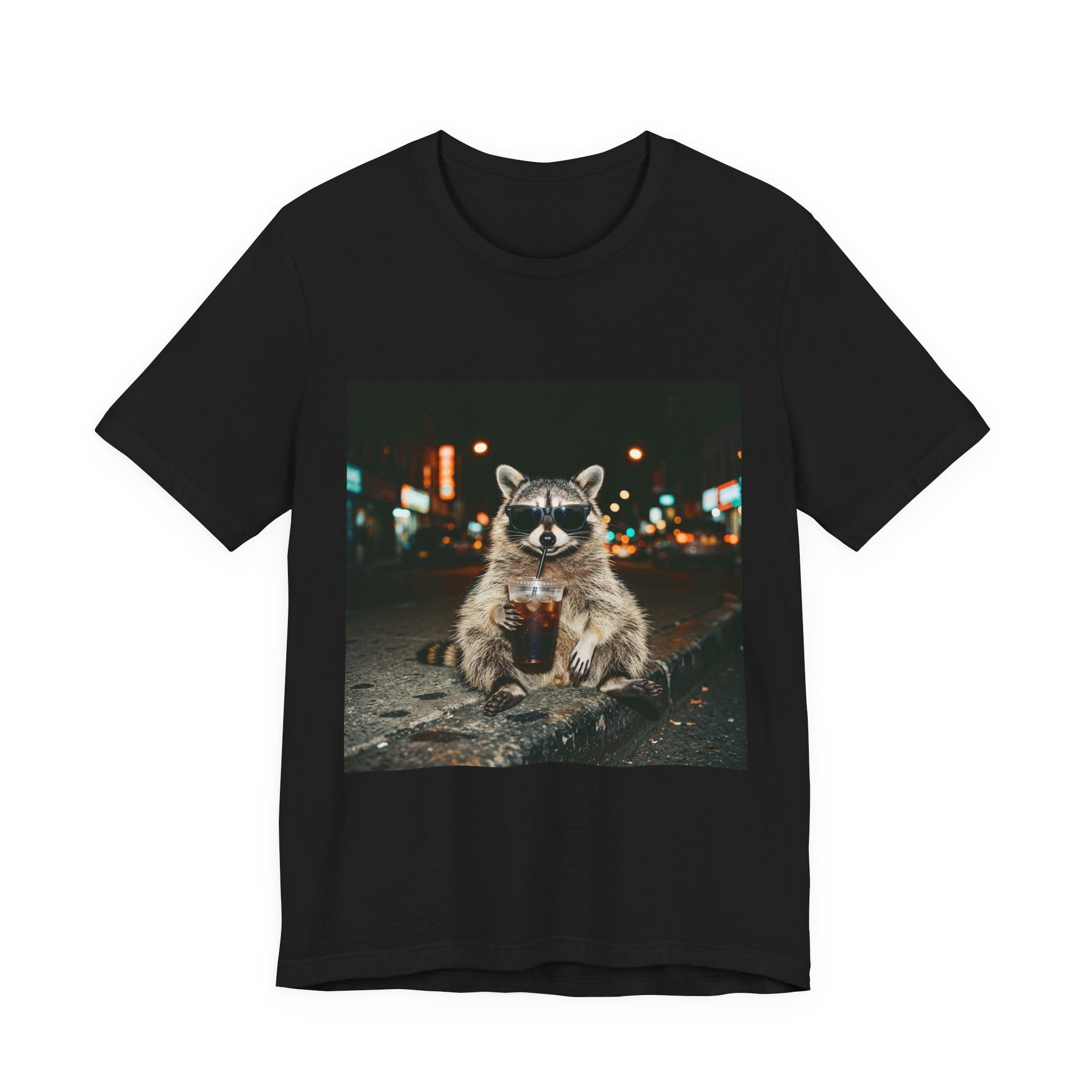 Raccoon with Iced Coffee Tee | Animals & Lattes, Cute Coffee Shirt
