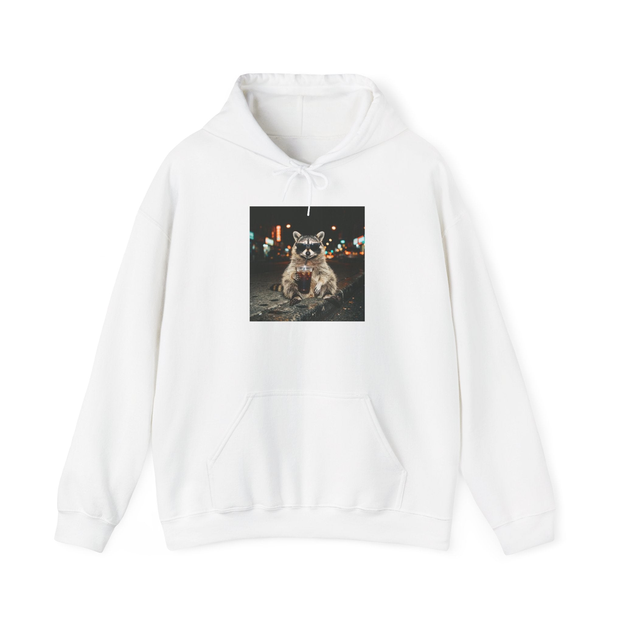Raccoon with Coffee Hoodie | Animals & Lattes, Cozy Beverage Pet Design