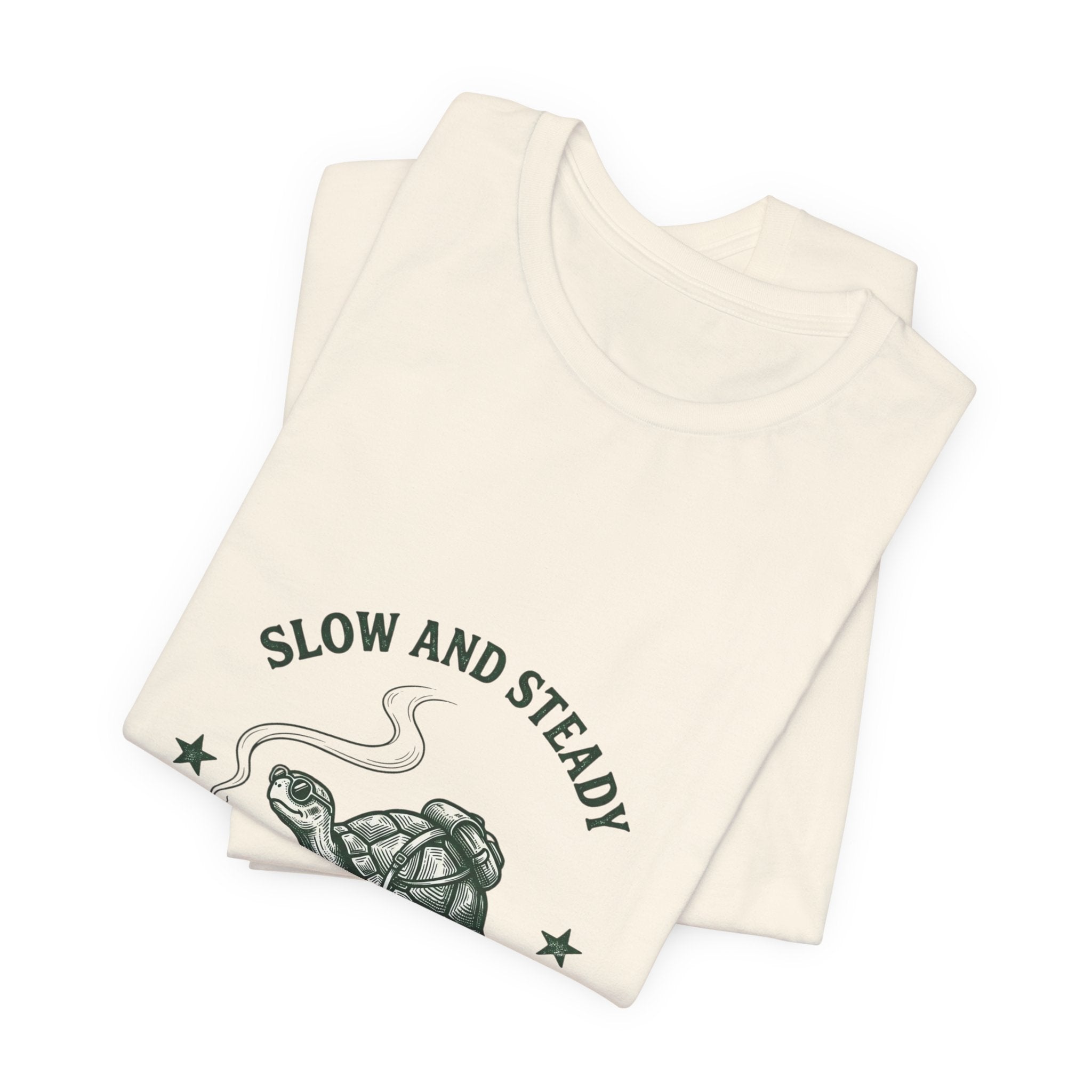 Slow and Steady Smokes Turtle Tee | 420 Stoner Humor, Retro Cannabis Graphic