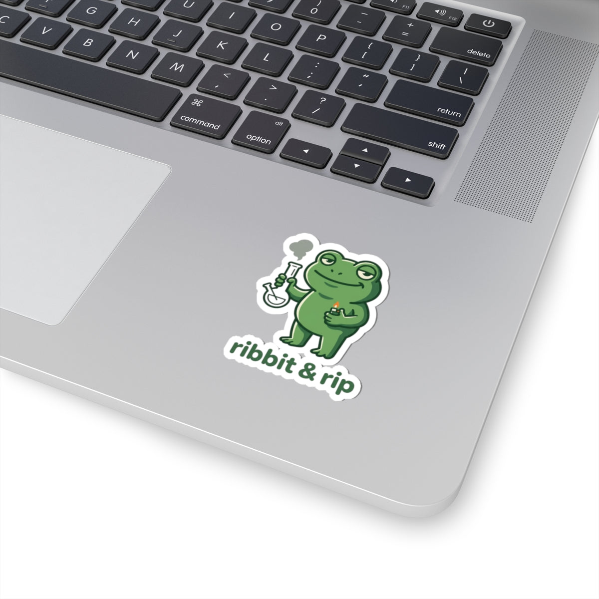 Ribbit & Rip Frog Smoking Sticker | 420 Stoner Humor, Cute Cannabis Decal