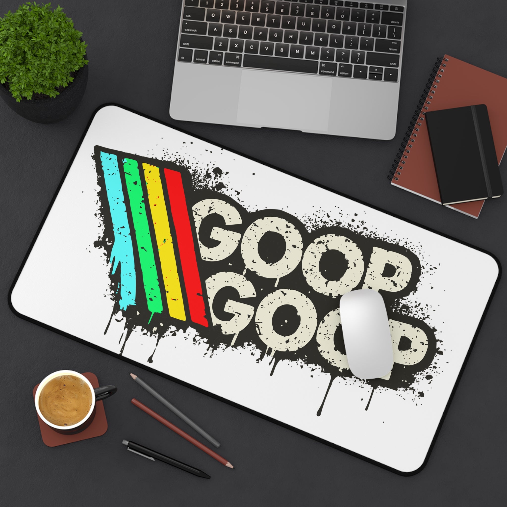 Goop Goop Retro Rainbow Desk Mat — Funky Drip Graphic Mouse Pad