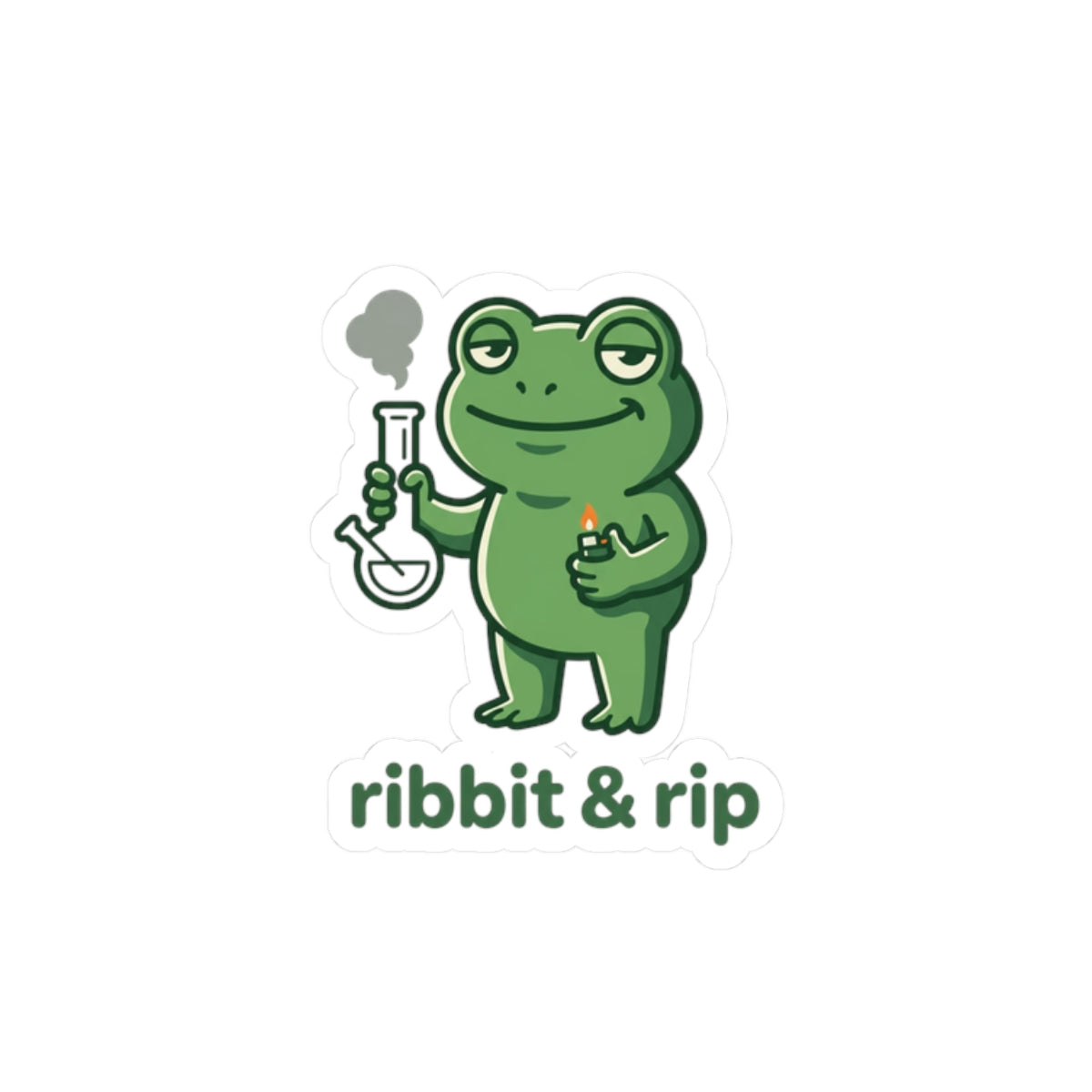 Ribbit & Rip Frog Smoking Sticker | 420 Stoner Humor, Cute Cannabis Decal