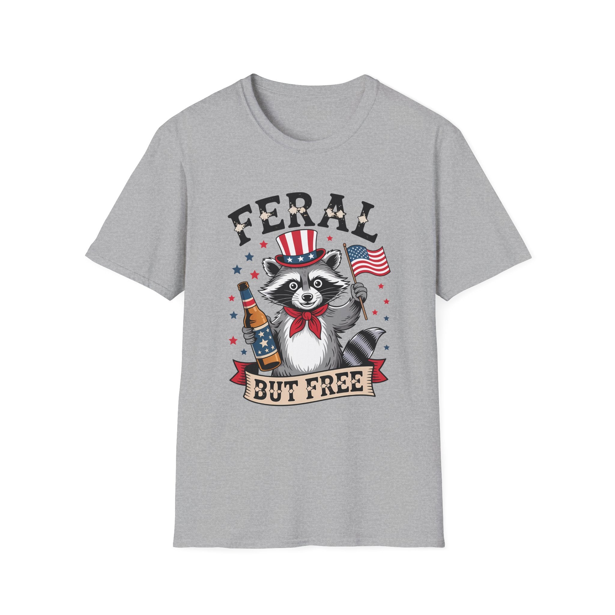 Patriotic 'Feral But Free' Raccoon T-Shirt