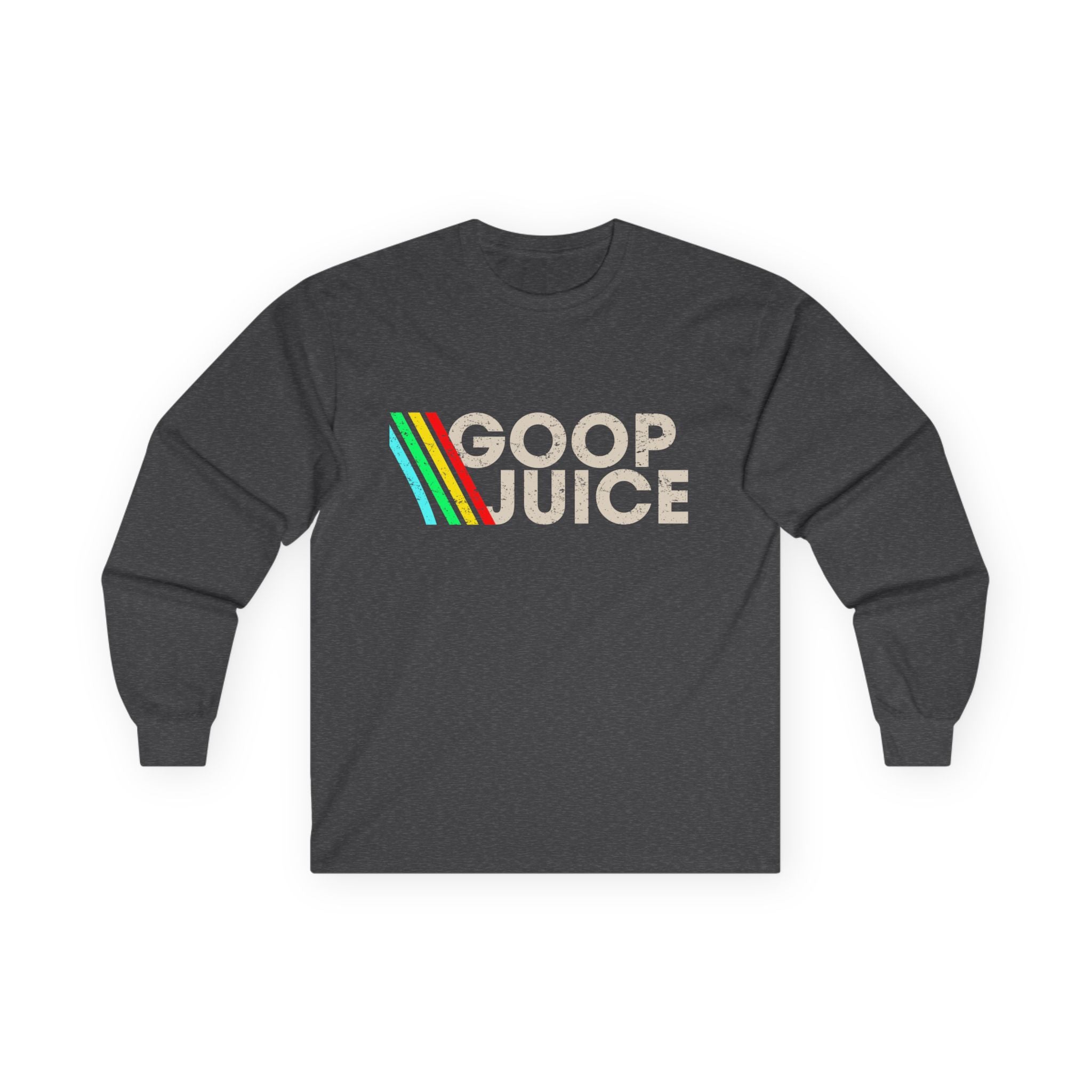 Goop Juice Long Sleeve Tee — Retro Rainbow Graphic Cotton Shirt