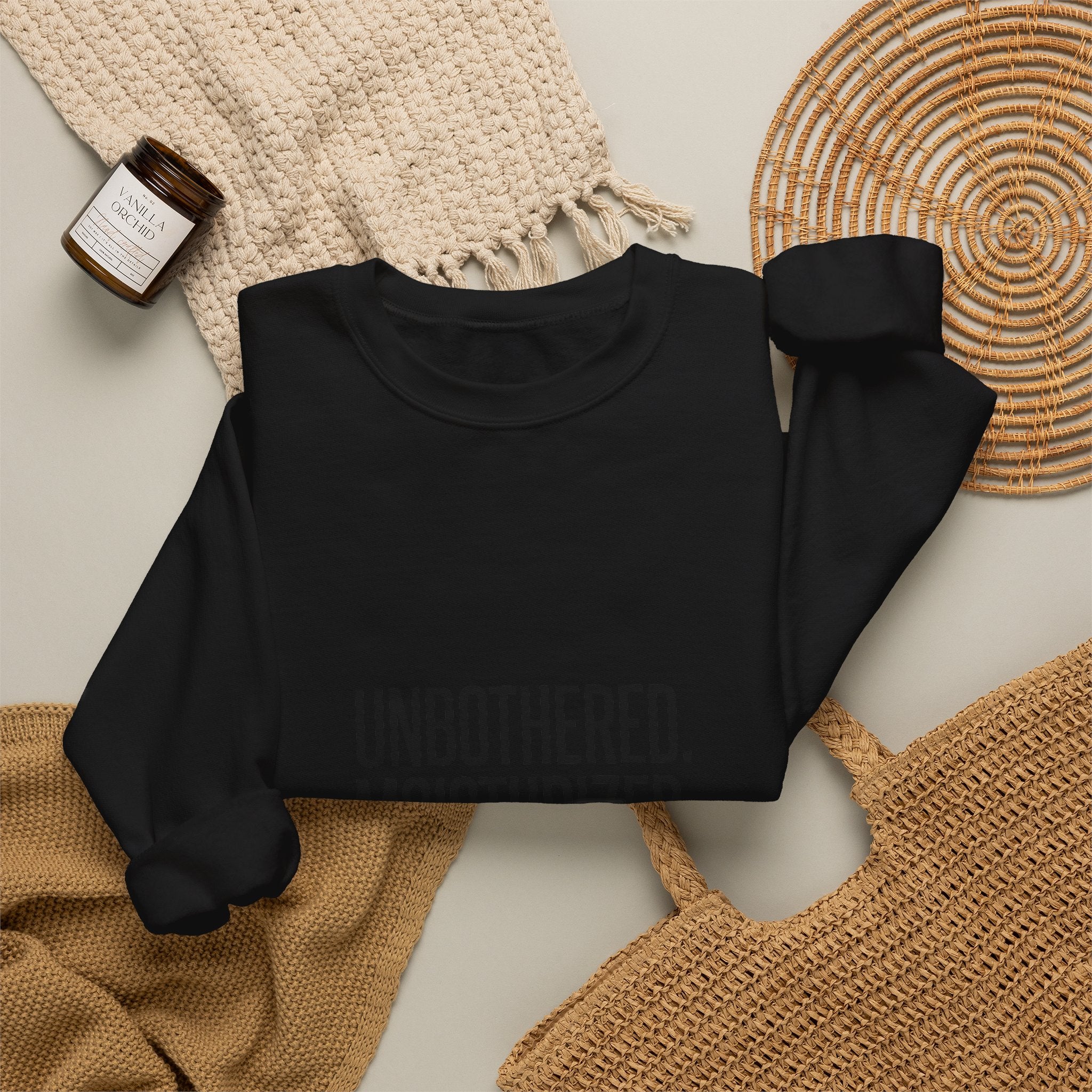 Unbothered. Moisturized. Thriving. Sweatshirt | Sassy Gen-Z Saying, Minimal Typography