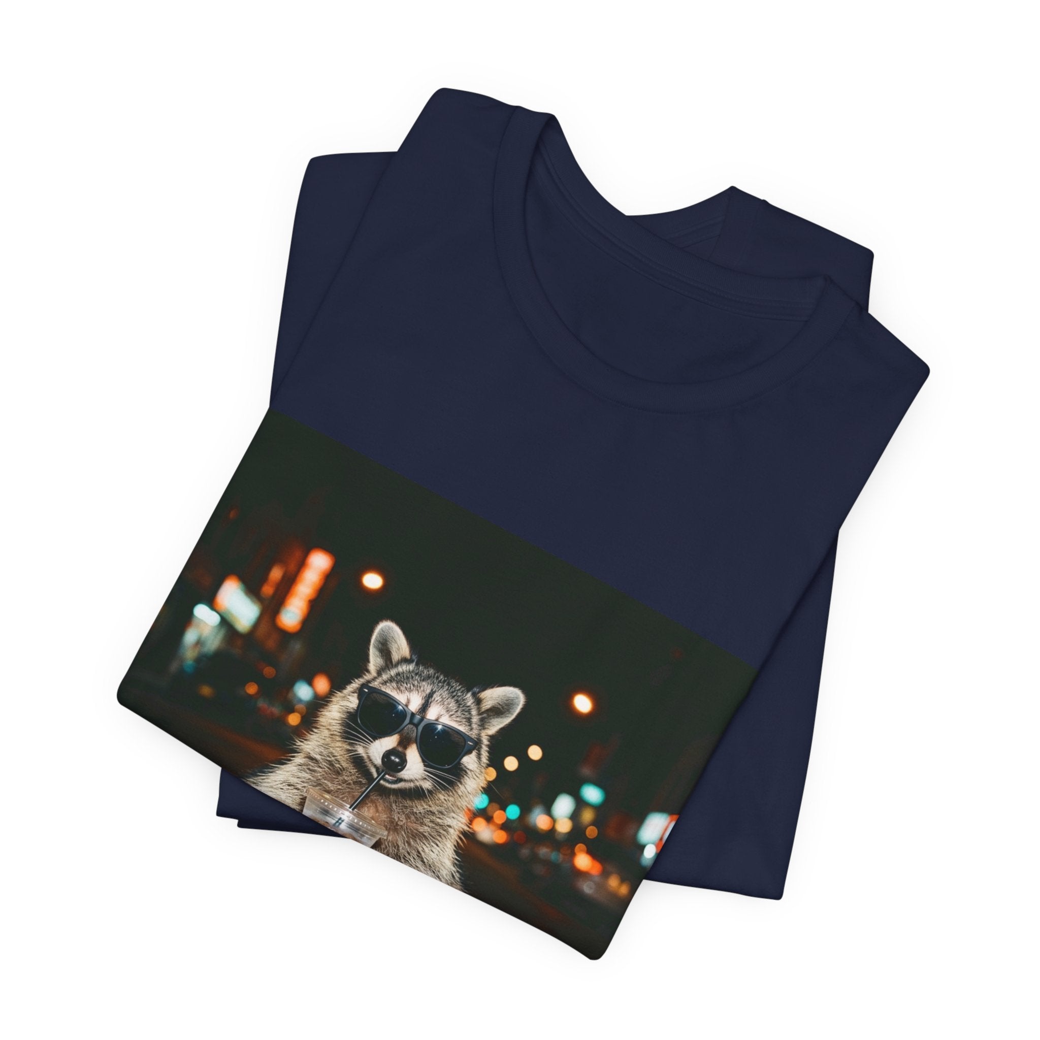 Raccoon with Iced Coffee Tee | Animals & Lattes, Cute Coffee Shirt