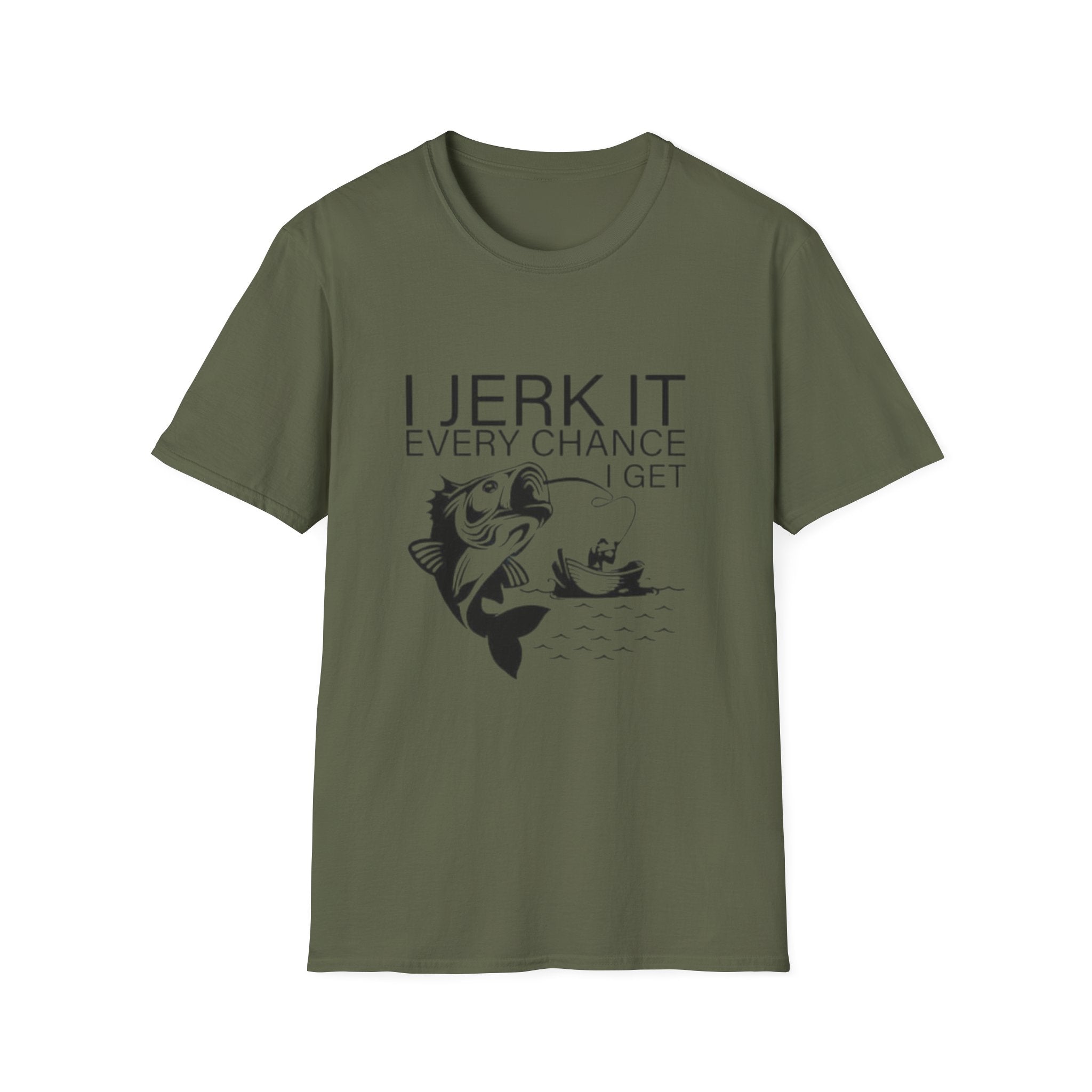 Fishing T-Shirt - "I Jerk It Every Chance I Get" Funny Angler Tee