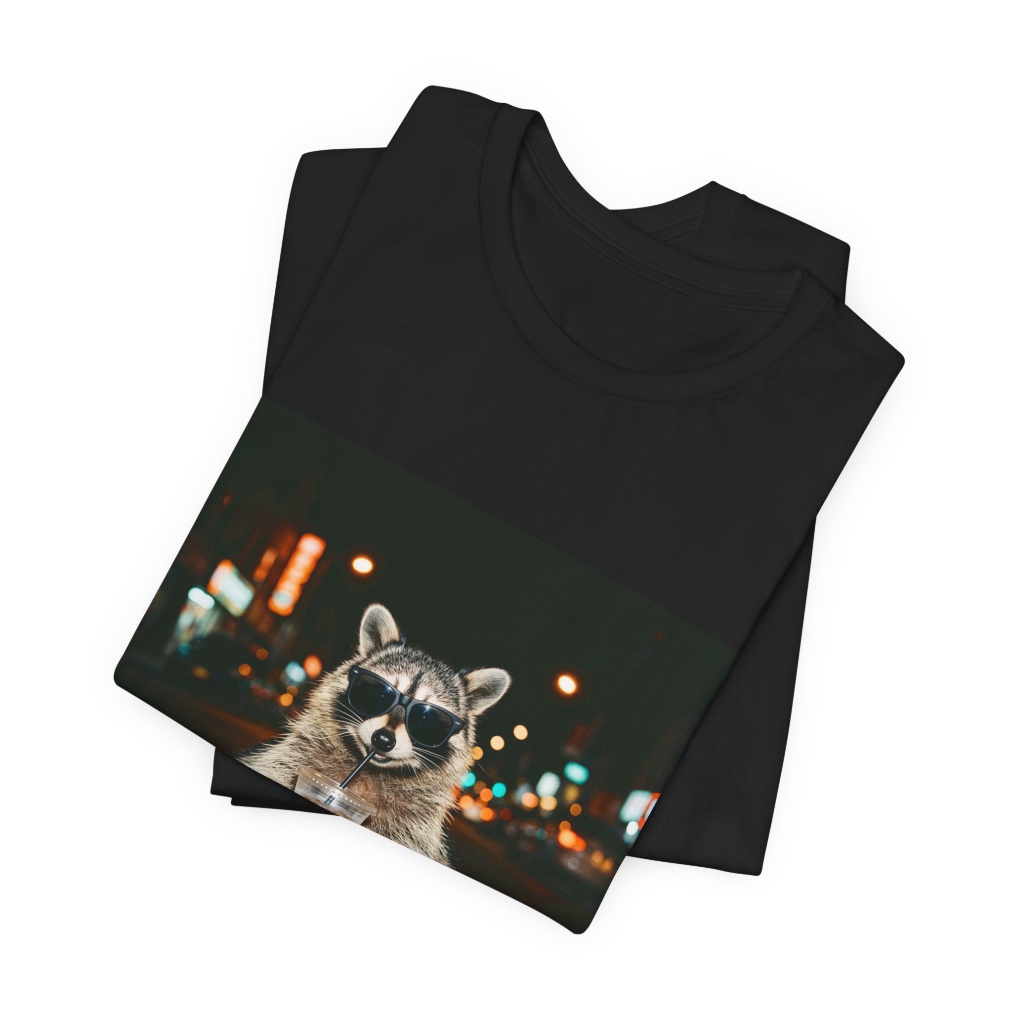 Raccoon with Iced Coffee Tee | Animals & Lattes, Cute Coffee Shirt