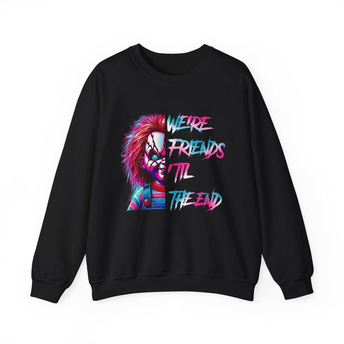 Creepy Clown Crewneck Sweatshirt — 'We’re Friends Till The End' Retro Horror Pullover