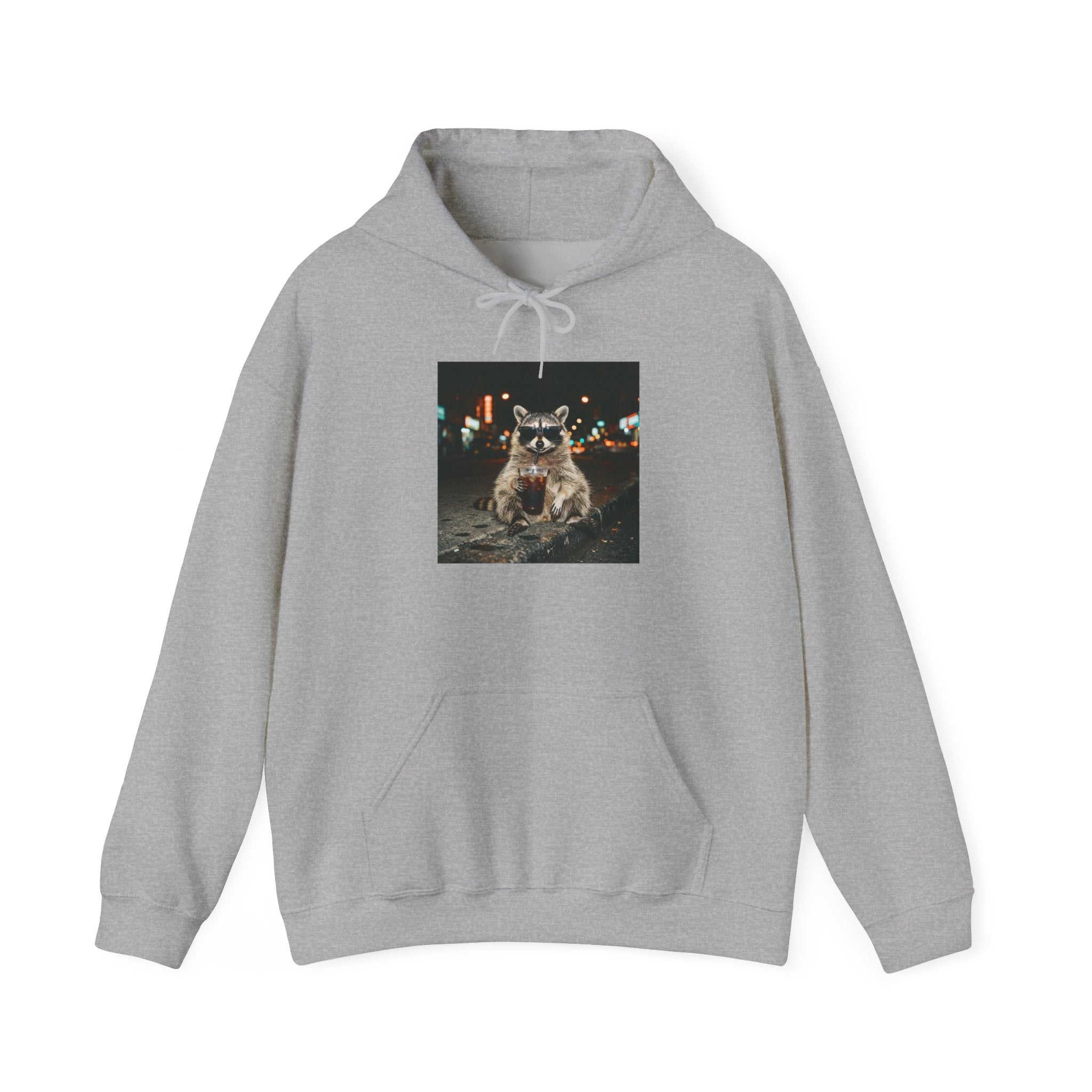 Raccoon with Coffee Hoodie | Animals & Lattes, Cozy Beverage Pet Design