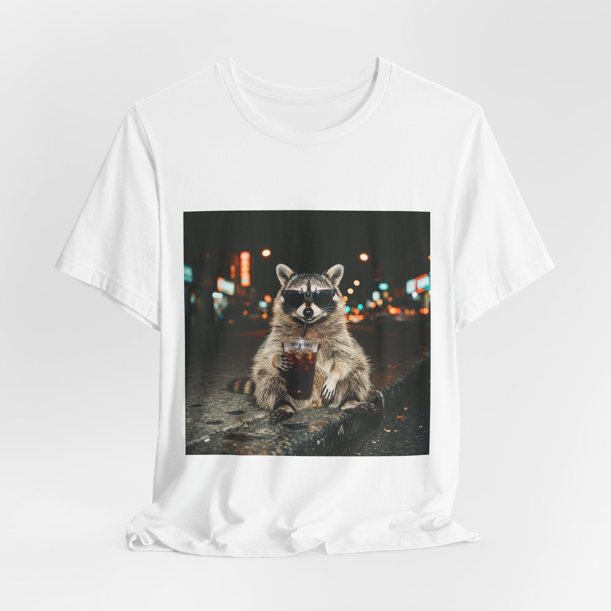 Raccoon with Iced Coffee Tee | Animals & Lattes, Cute Coffee Shirt